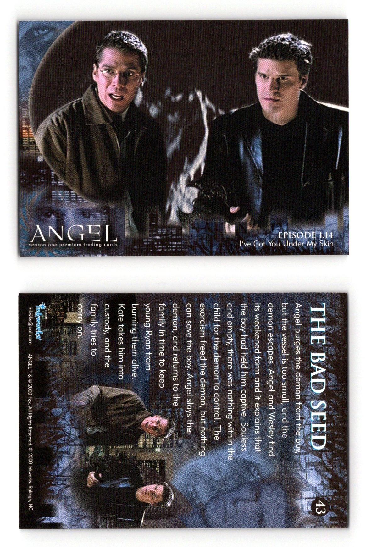 The Bad Seed #43 Angel Season 1 Inkworks 2000 Trading Card