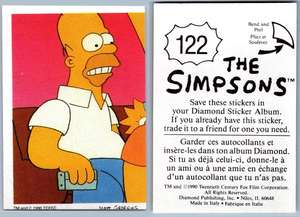 Lisa #94 The Simpsons 1990 Diamond Sticker Maggie Bart C1410 