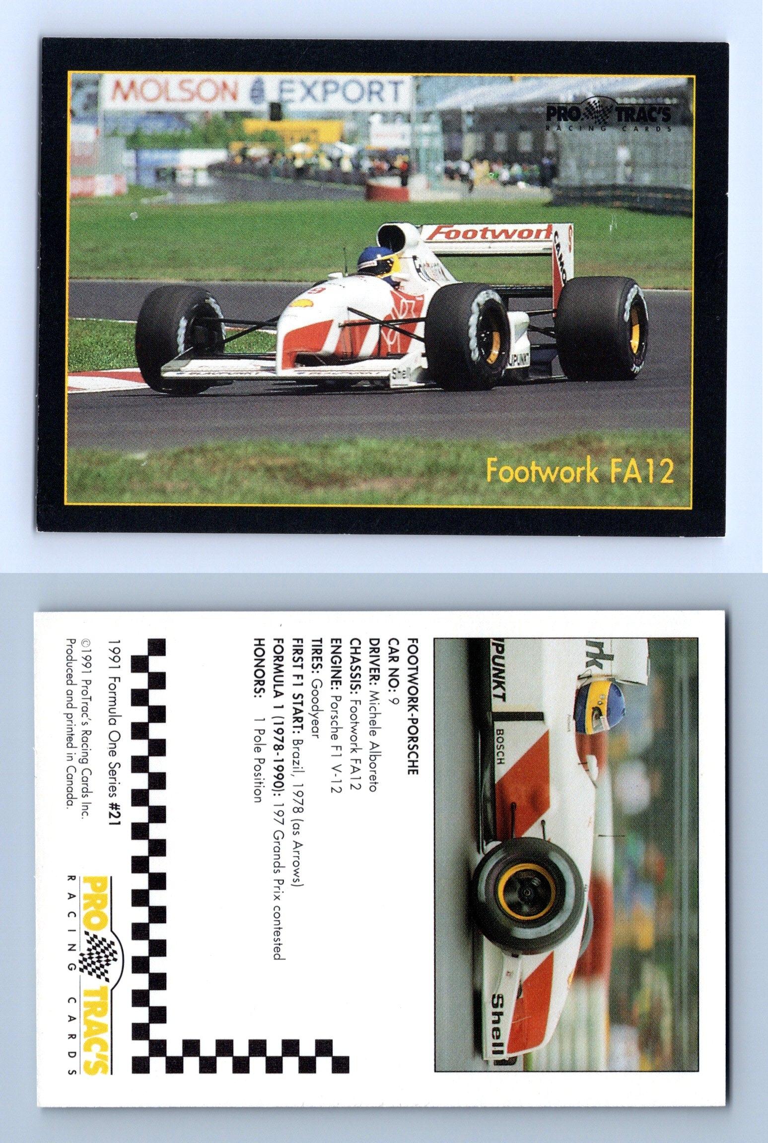 Footwork FA12 #21 Formula 1 Pro Trac's 1991 Premier Racing Card