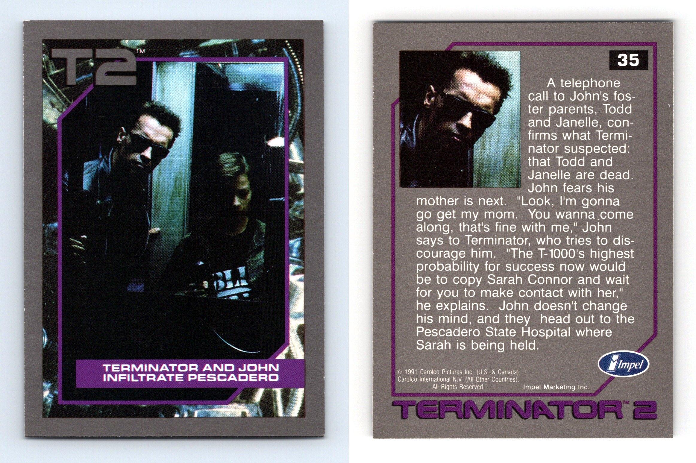 Terminator & John Infiltrate .. #35 T2 Terminator 2 Impel 1991 Trading Card - Foto 1 di 1