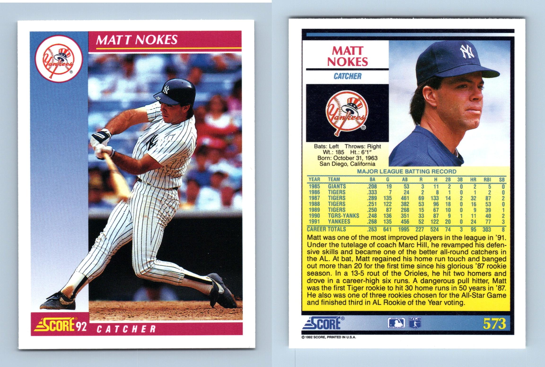 CardCorner: 1992 Topps Matt Nokes