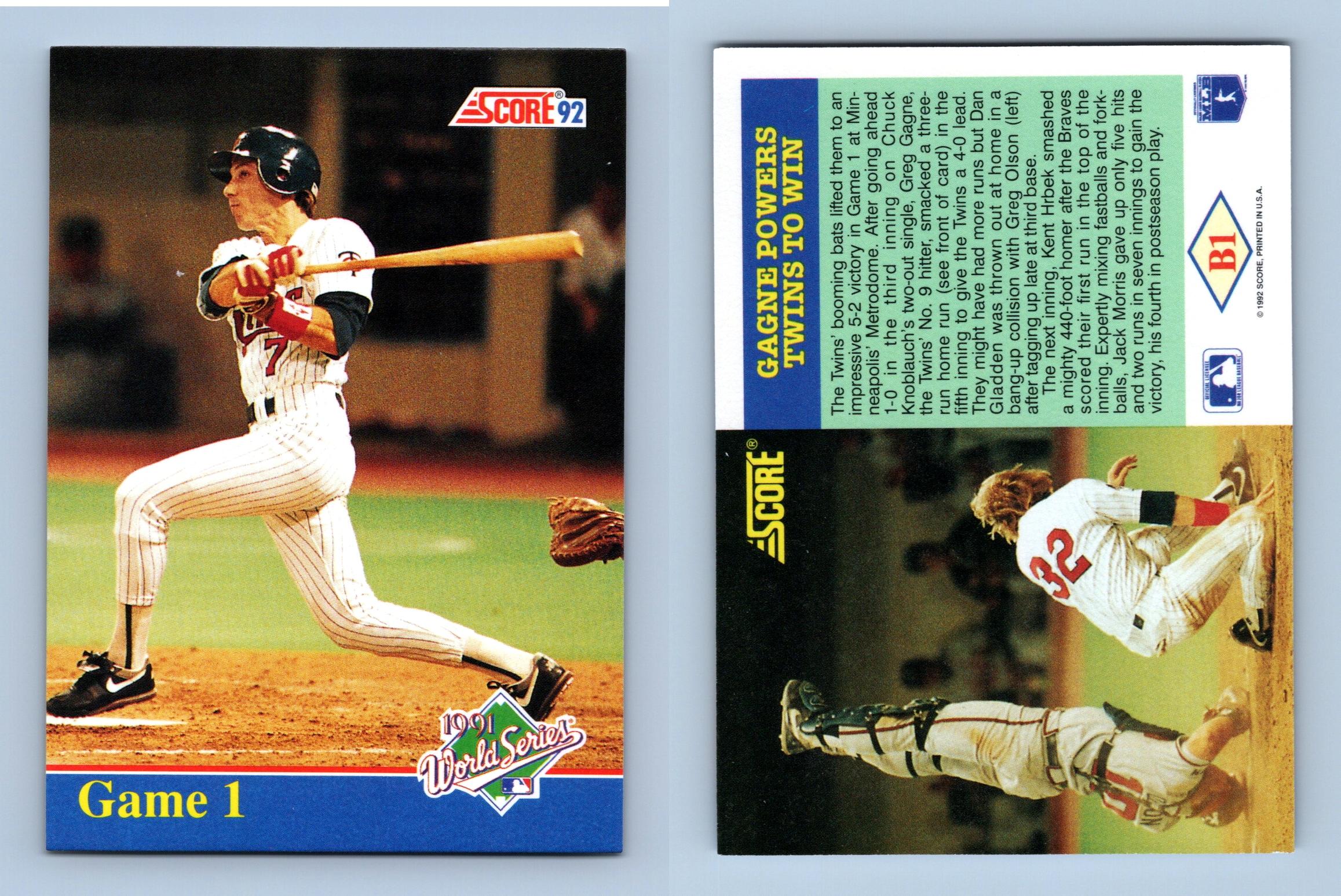 Game 1 B1 Score 1992 Baseball 1991 World Series Insert Card