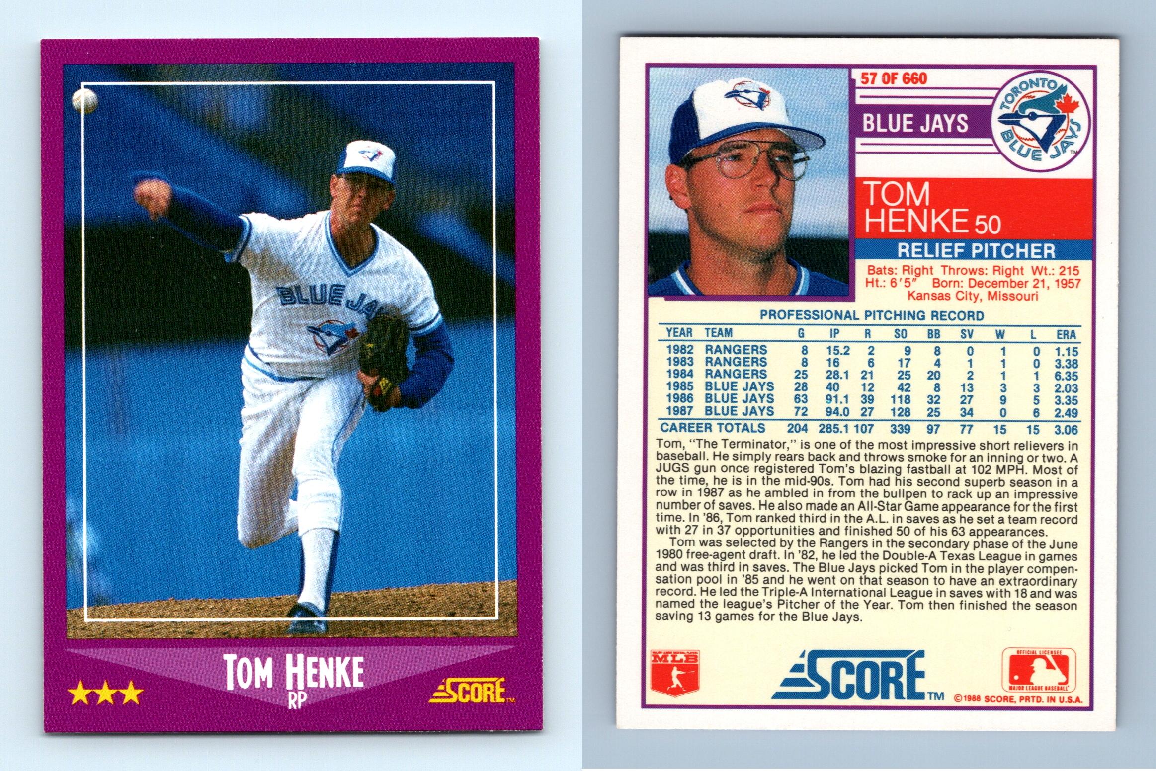 Lot of 10 Different Tom Henke Baseball Cards