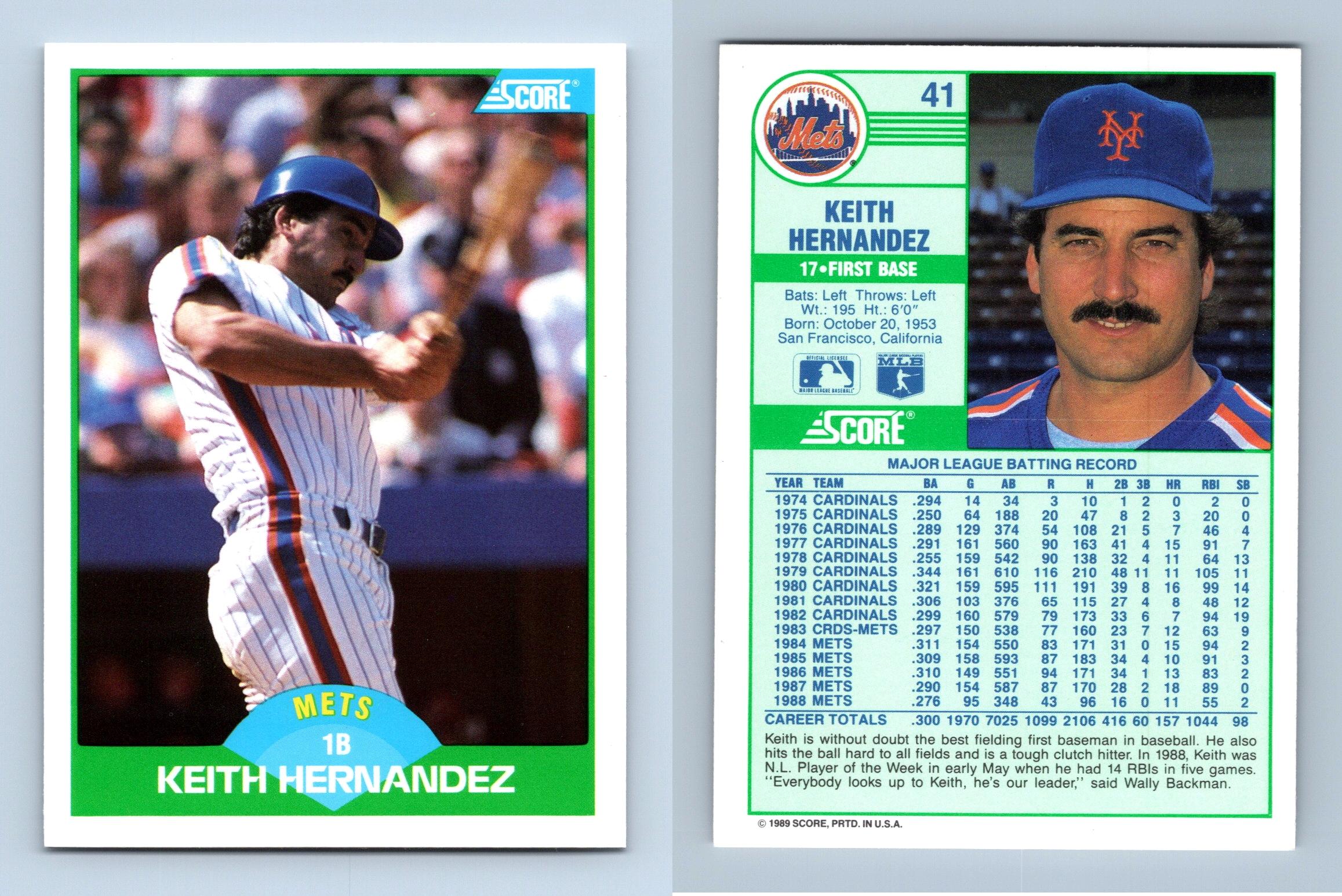 Keith Hernandez - Mets #41 Score 1989 Baseball Trading Card