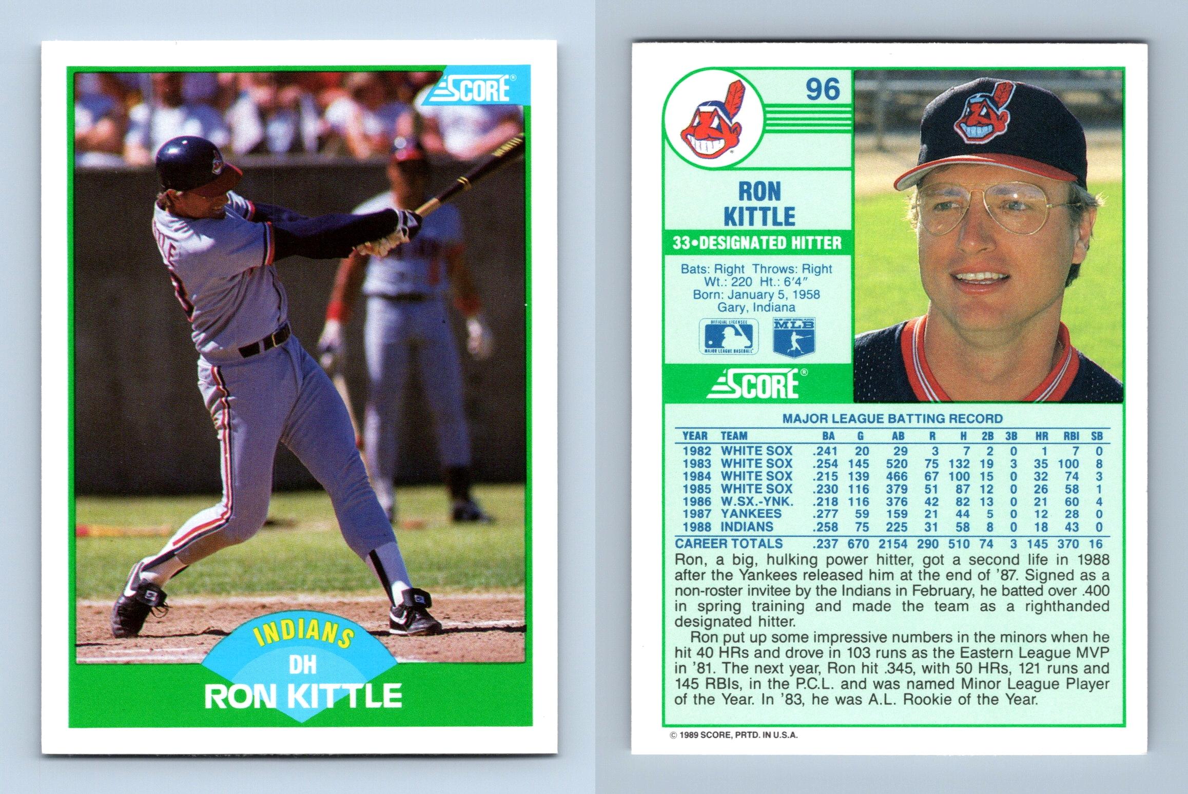 Ron Kittle - Indians #96 Score 1989 Baseball Trading Card