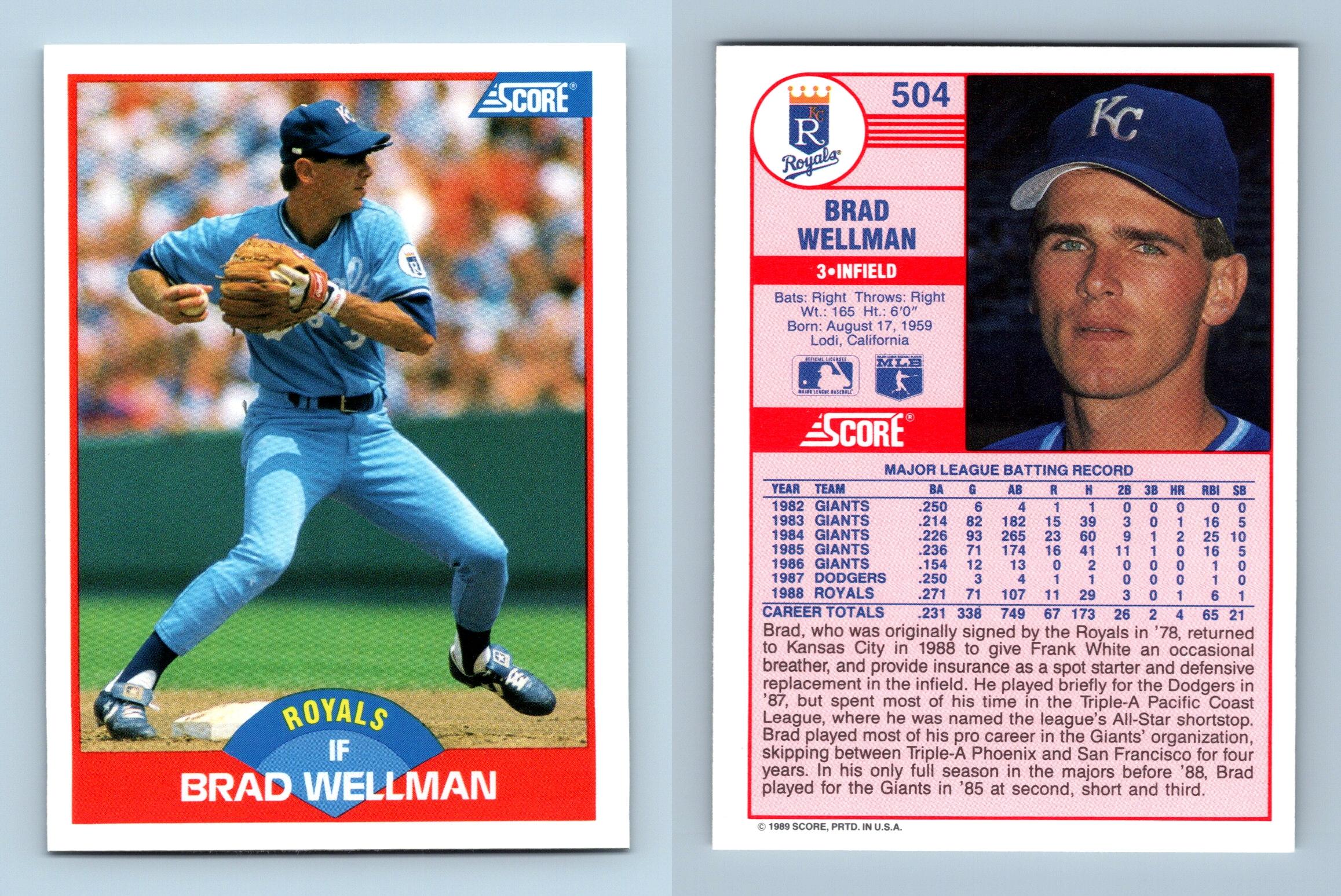 Brad Wellman - Royals #504 Score 1989 Baseball Trading Card