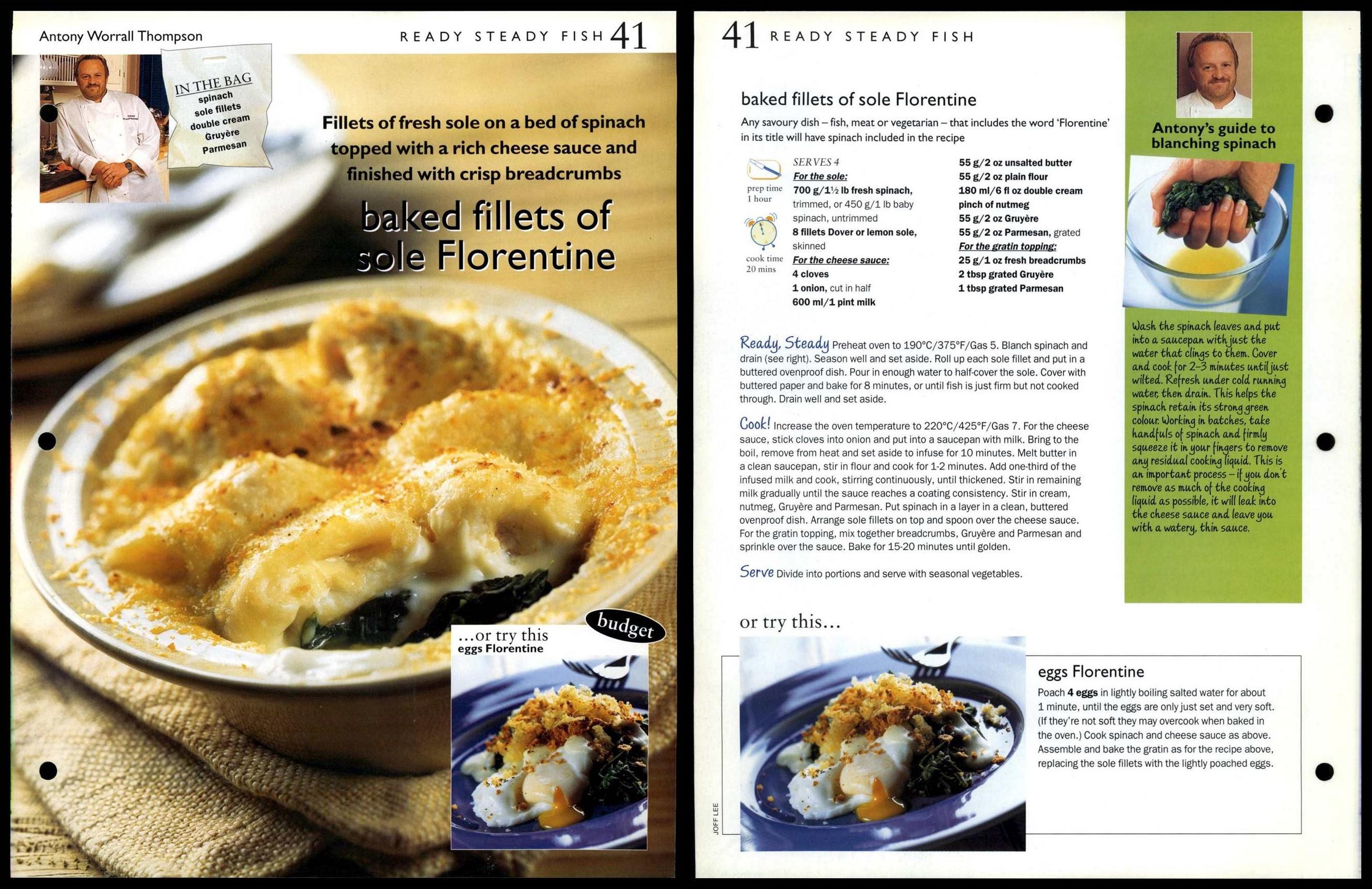 Baked Fillets Of Sole Florentine #41 Fish Ready Steady Cook Recipe Page