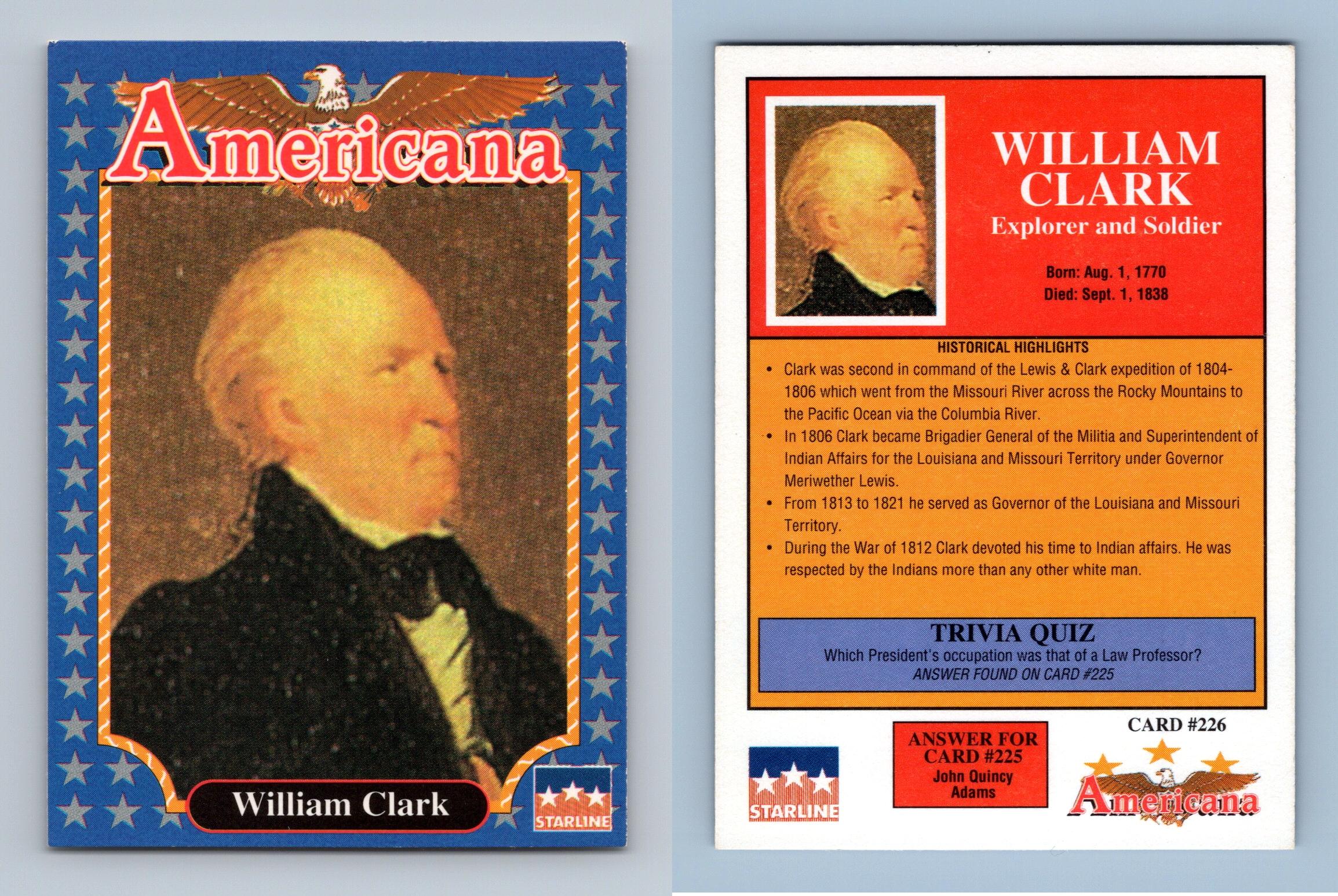 William Clark 226 Americana 1992 Starline Trading Card