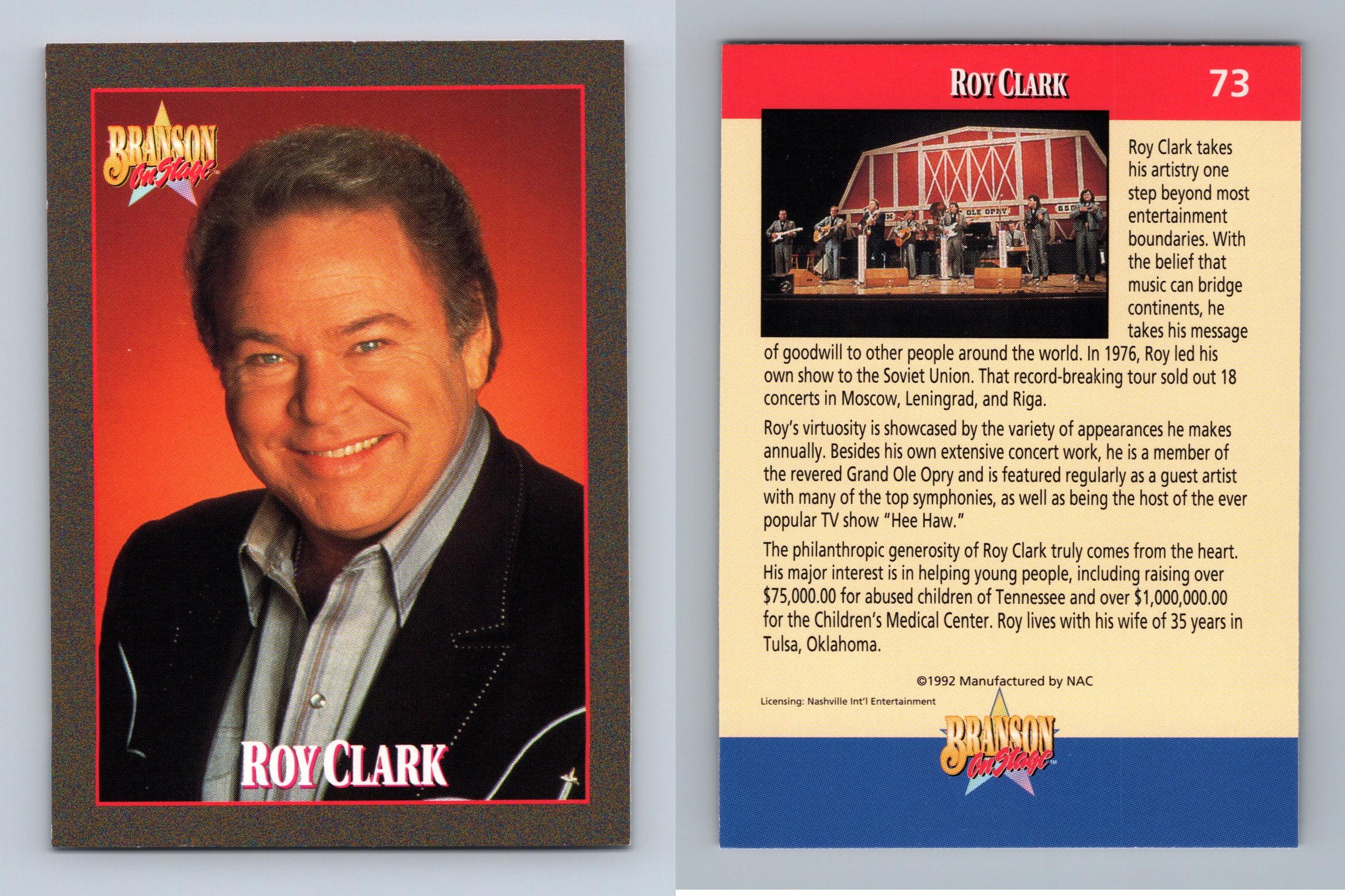 Roy Clark 73 Branson On Stage 1992 NAC Trading Card