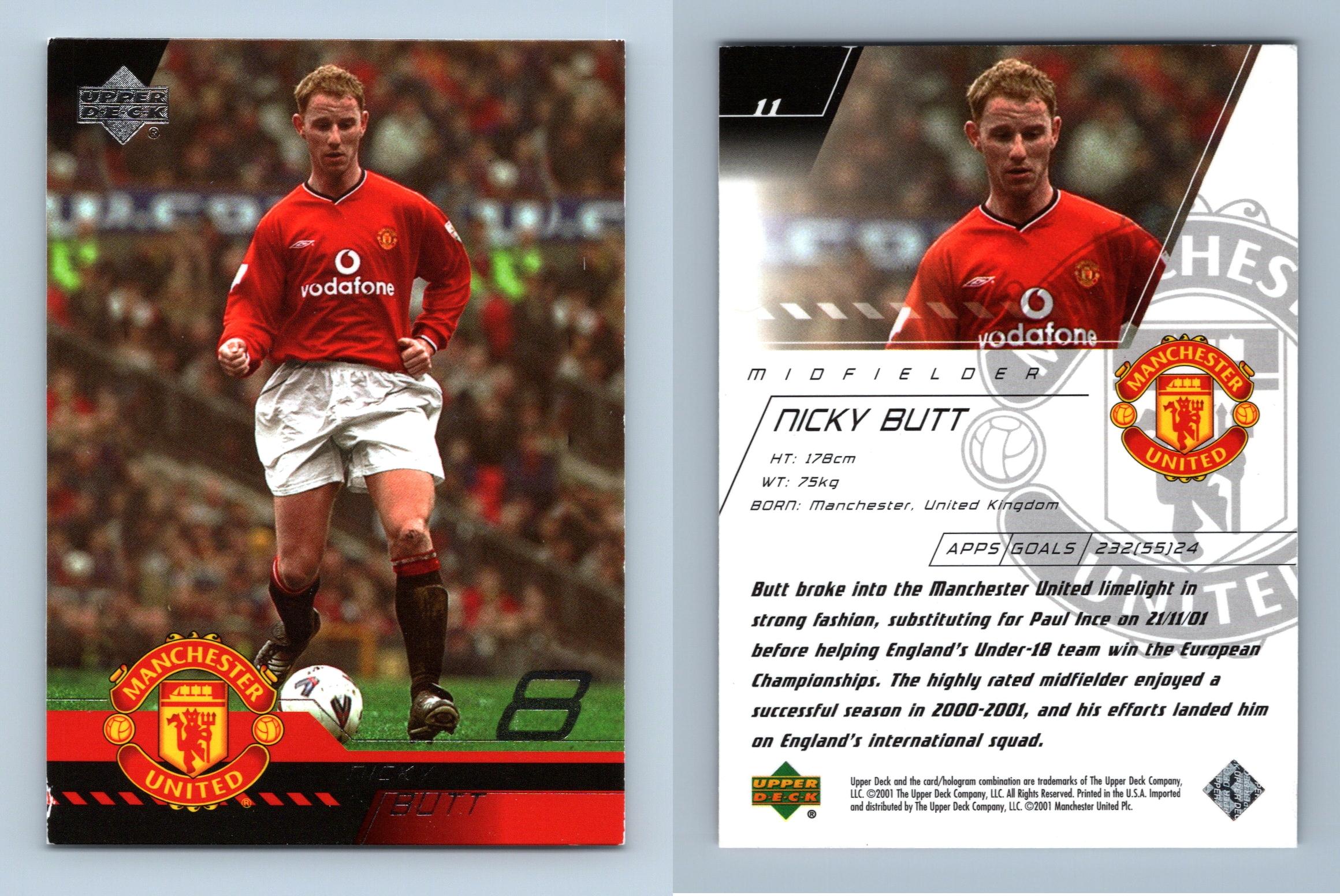 Nicky Butt #11 Manchester United 2001-2002 Upper Deck Trading Card