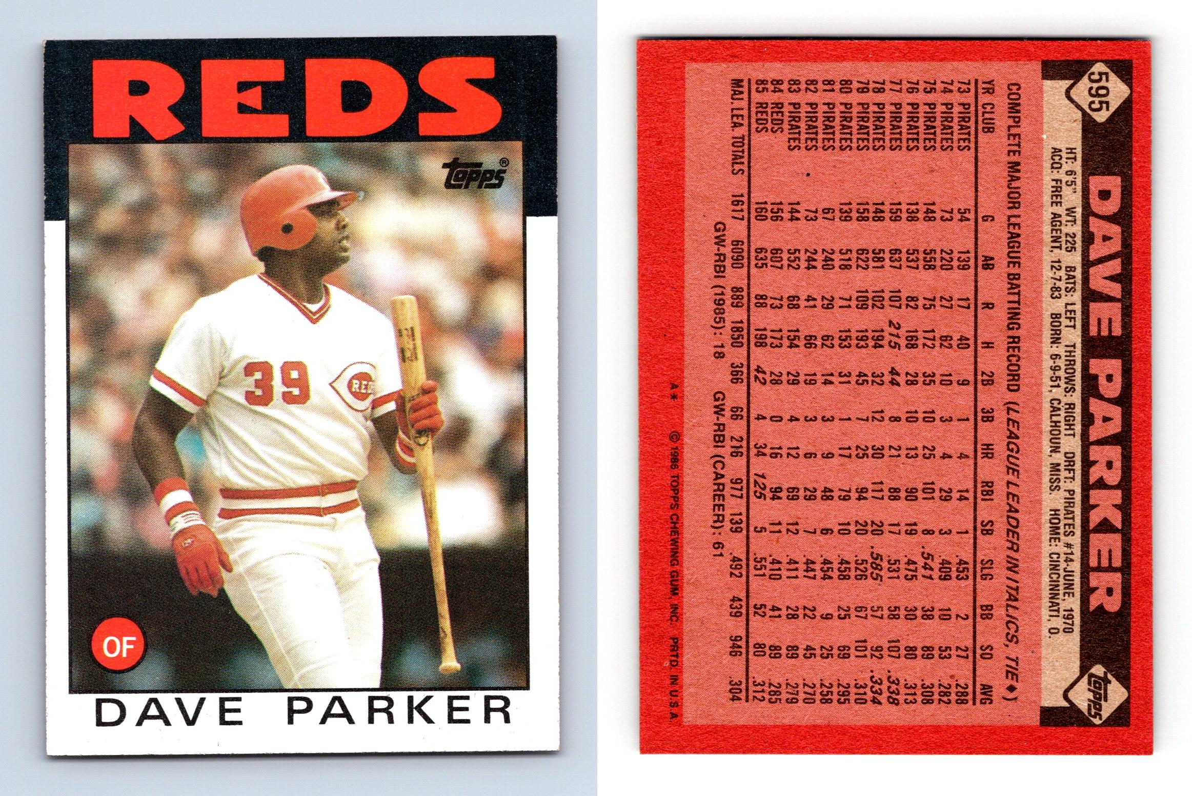 Dave Parker - Reds #595 Topps 1986 Baseball Trading Card