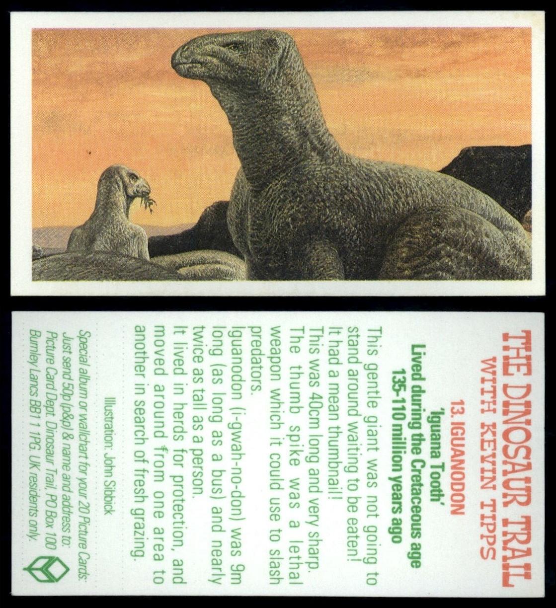 Iguanodon 13 The Dinosaur Trail 1993 Brooke Bond Tea Card