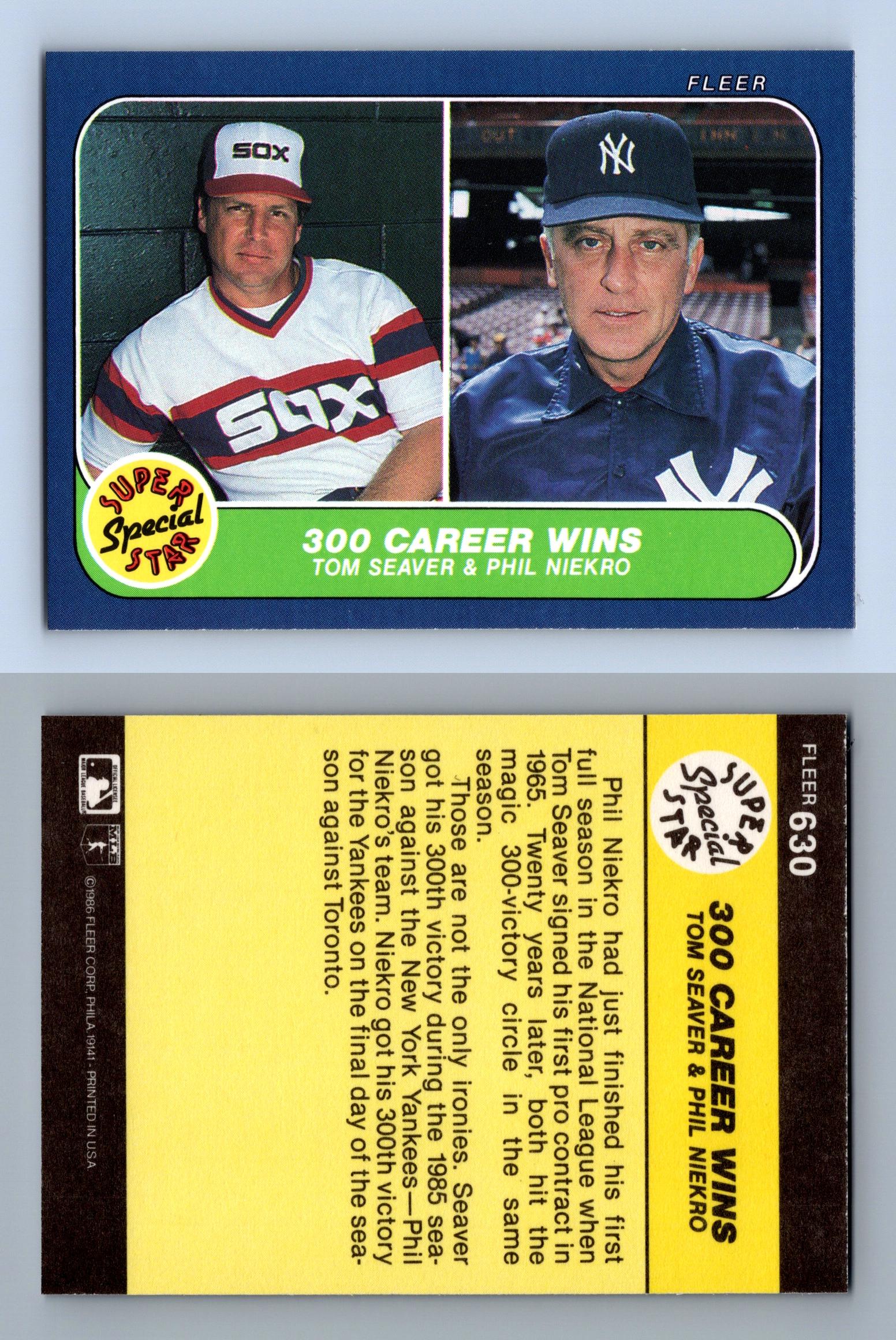 Tom Seaver & Phil Niekro #630 Fleer 1986 Baseball Trading Card