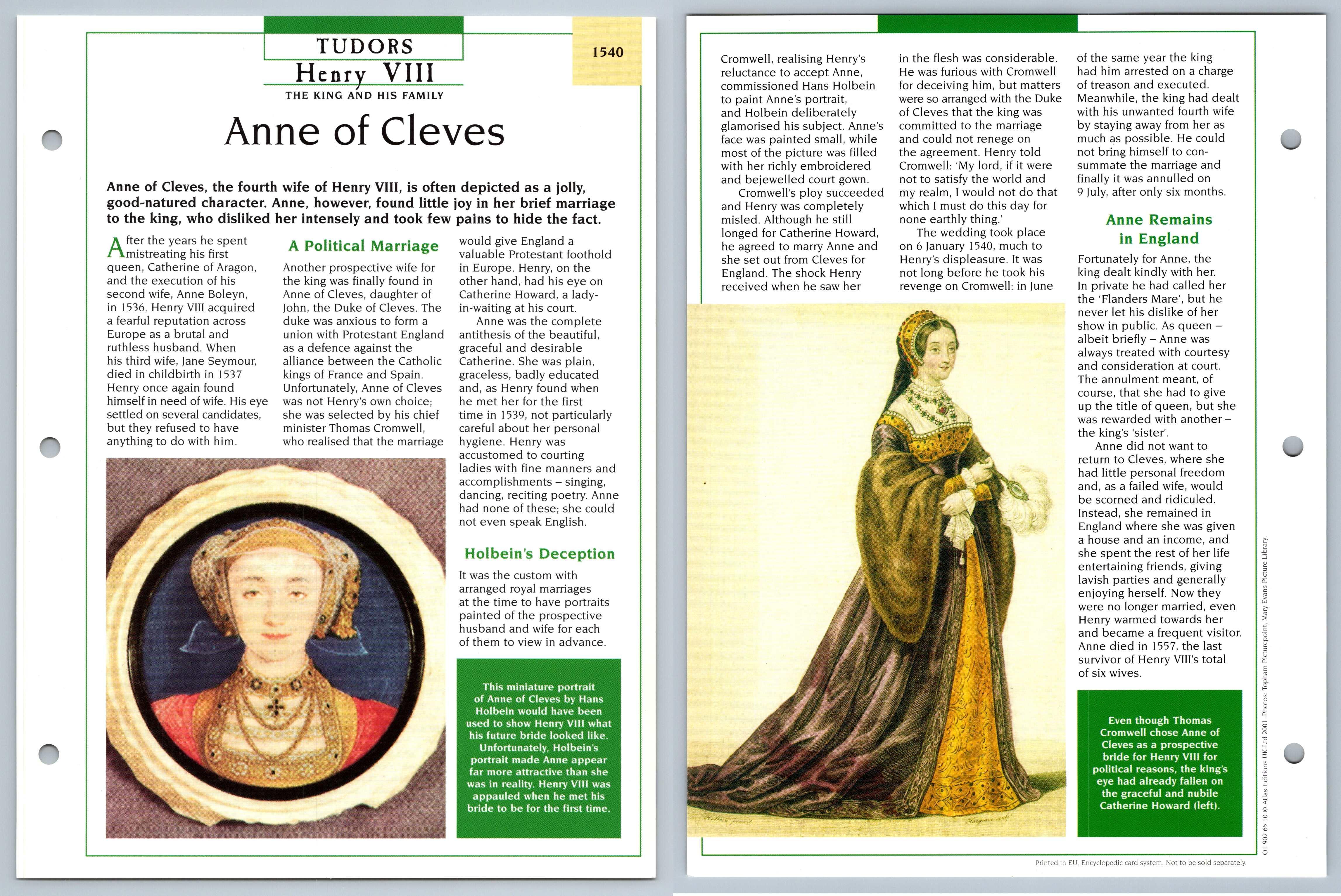 Anne Of Cleves Tudors Atlas Kings Queens Of Gb Maxi Card