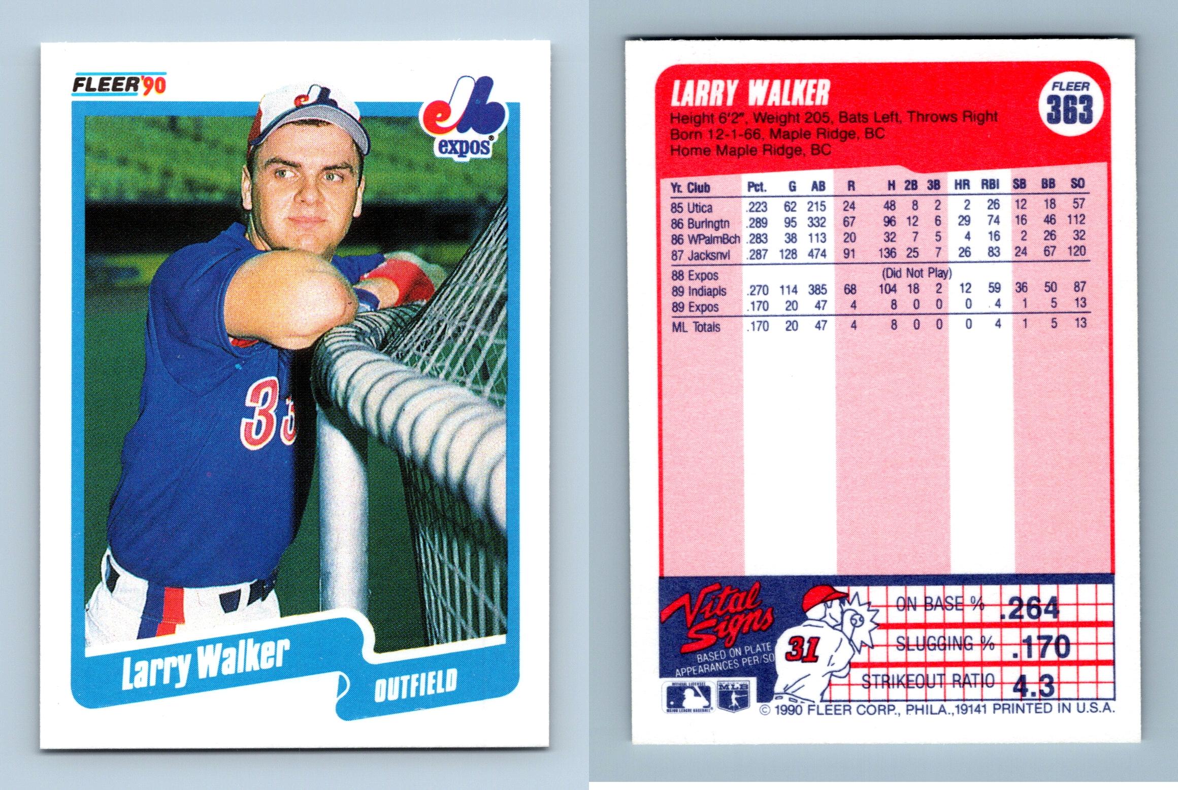 1990 Larry Walker Fleer Baseball Card #363