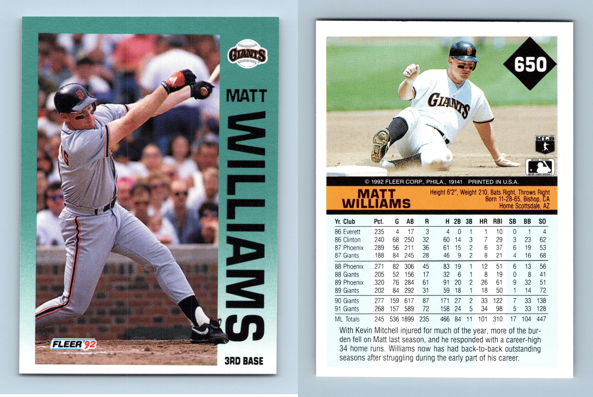 Other, Baseball Card Matt Williams 154 Mlb 1992