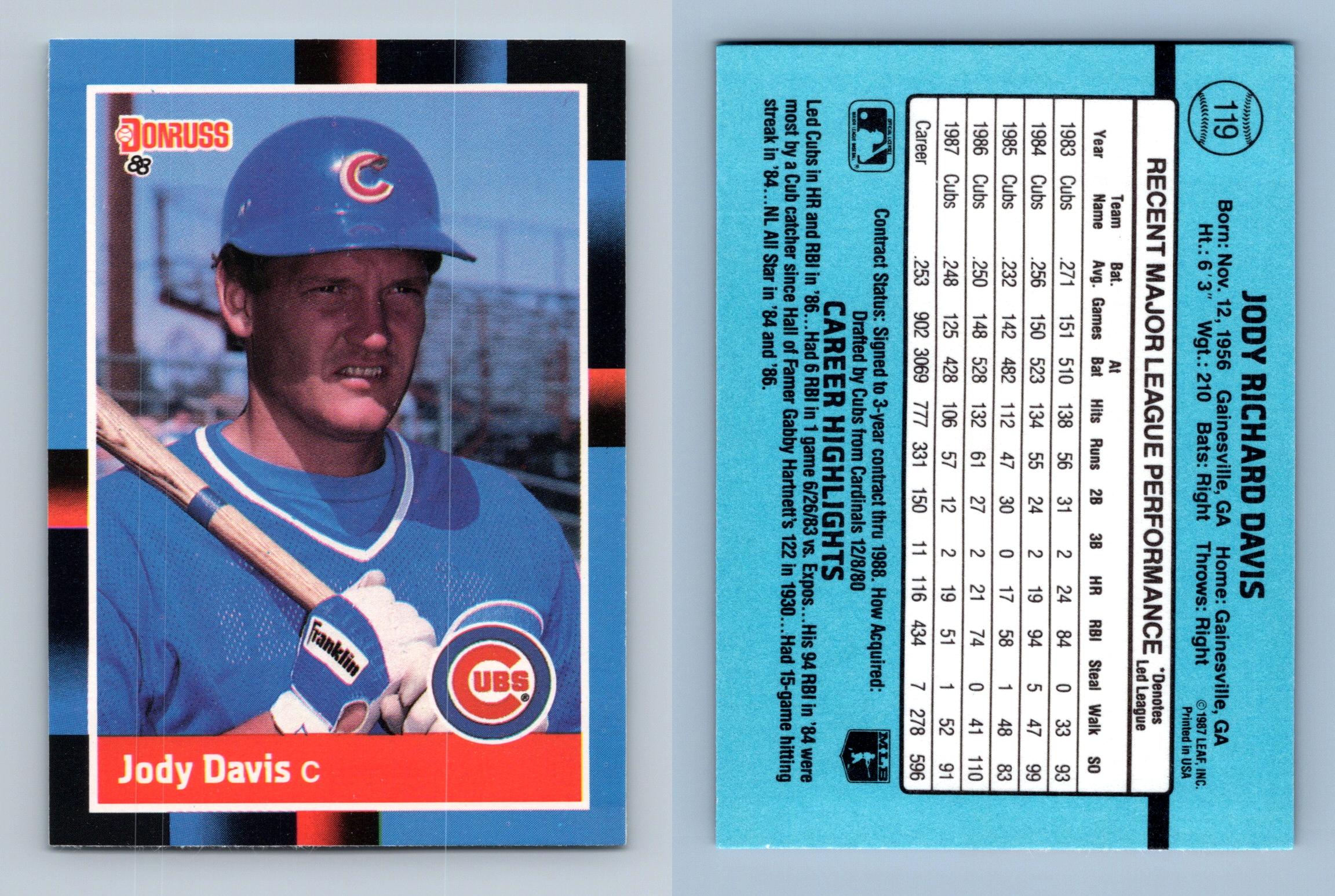 Jody Davis - Cubs #119 Donruss 1988 Baseball Trading Card