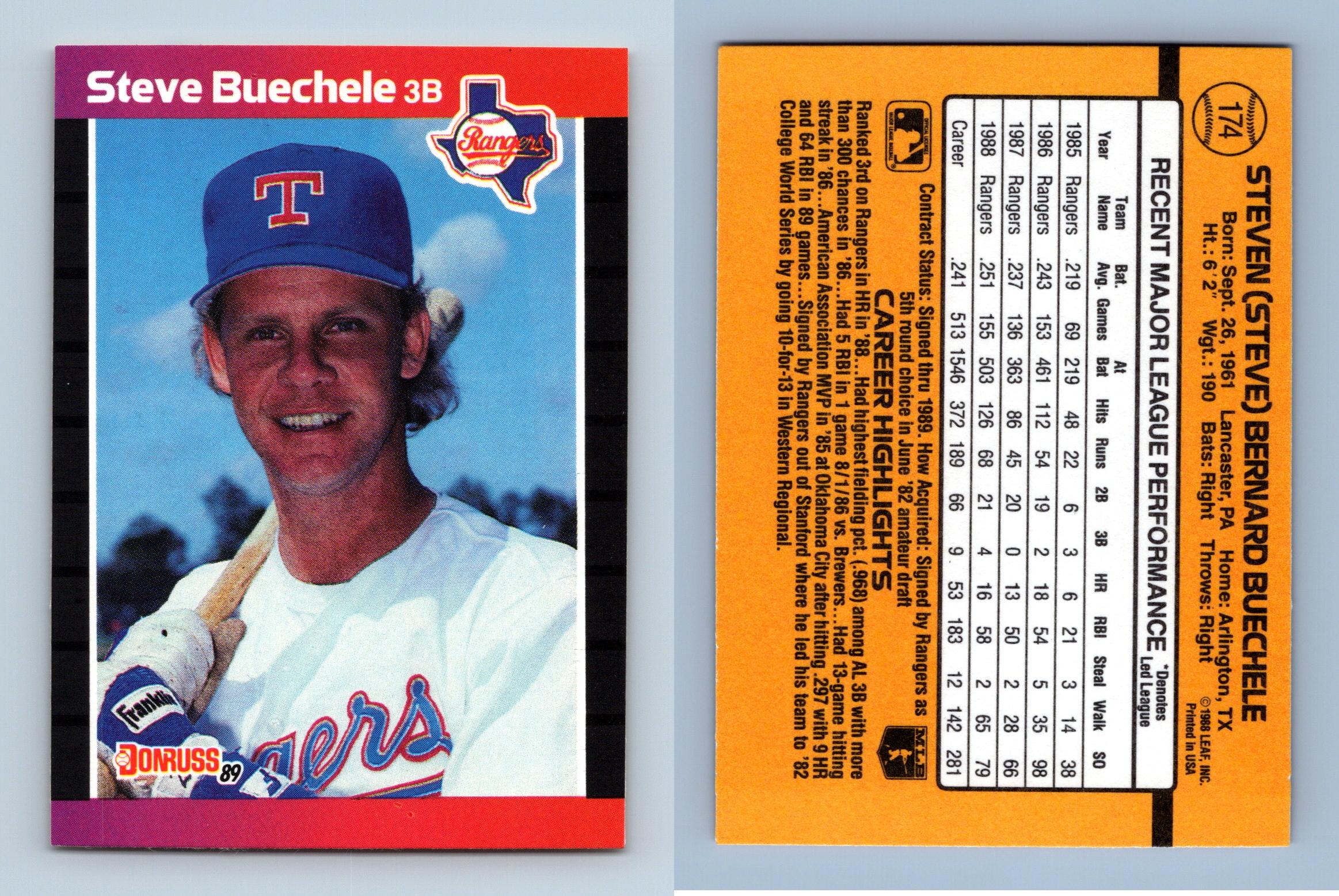 Steve Buechele - Rangers #174 Donruss 1989 Baseball Trading Card