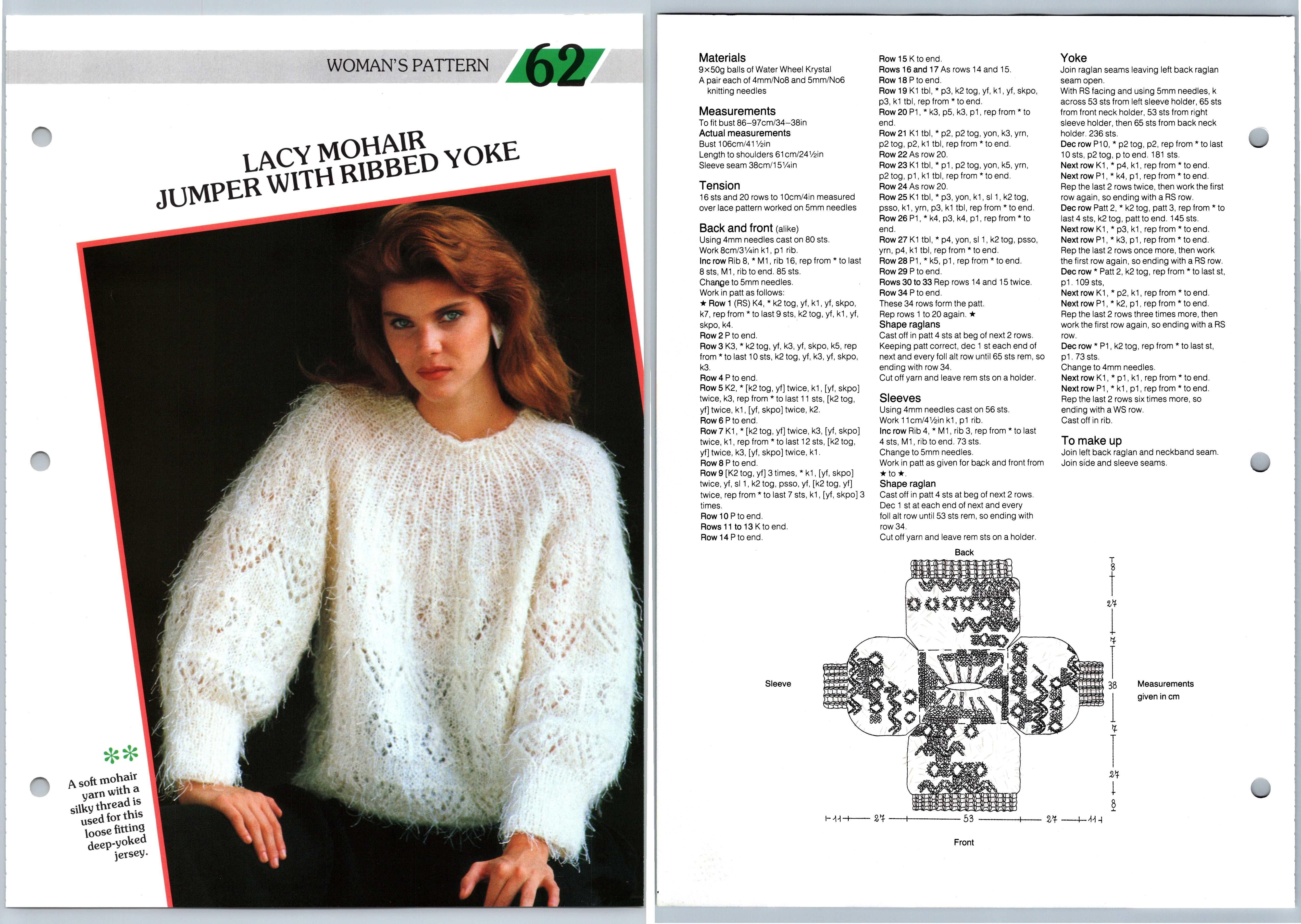 Lacy Mohair Jumper With Ribbed Yoke #62 Women Creative Knitting