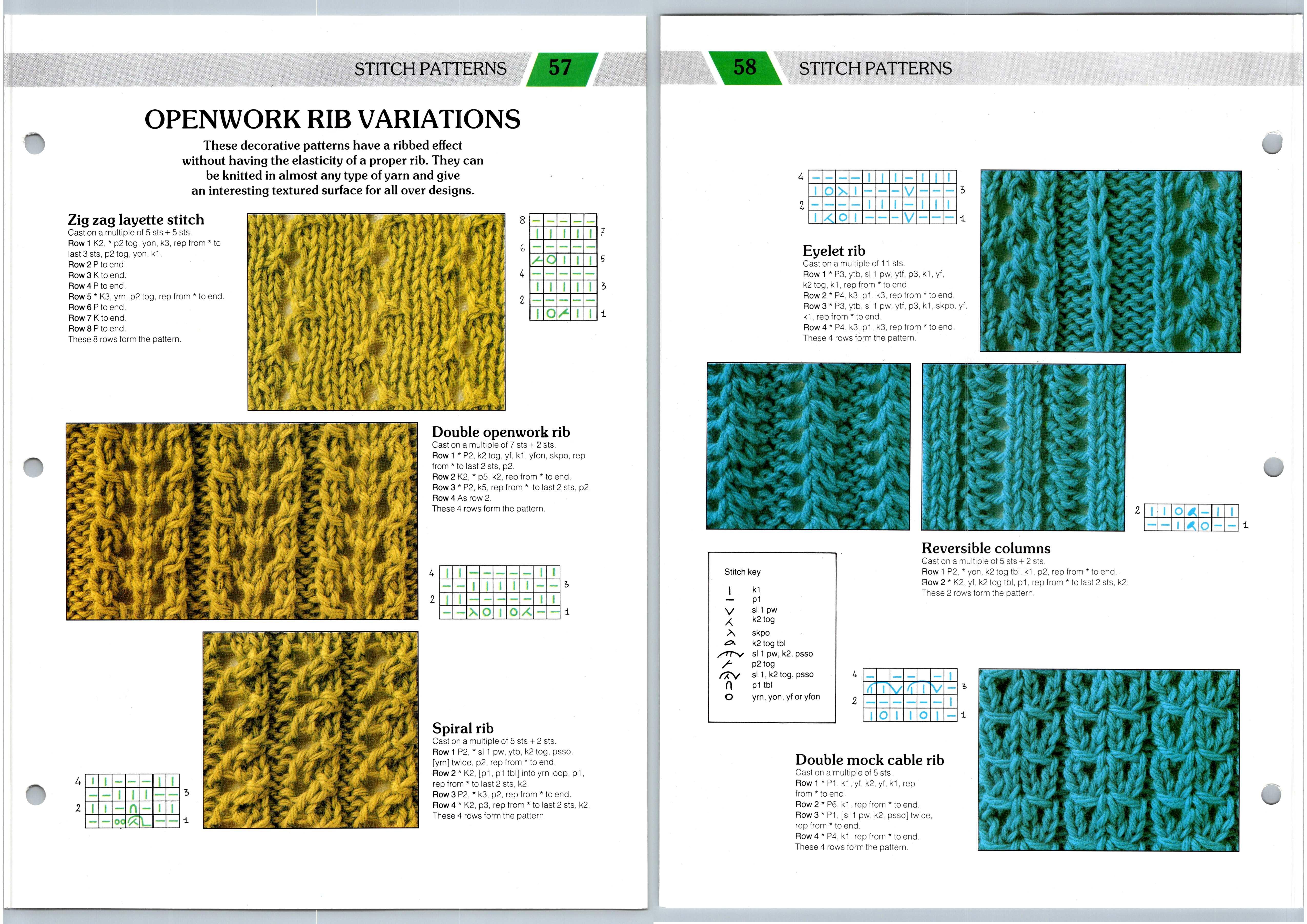 Openwork Rib Variations #57 & #58 Stitch Creative Knitting Pattern