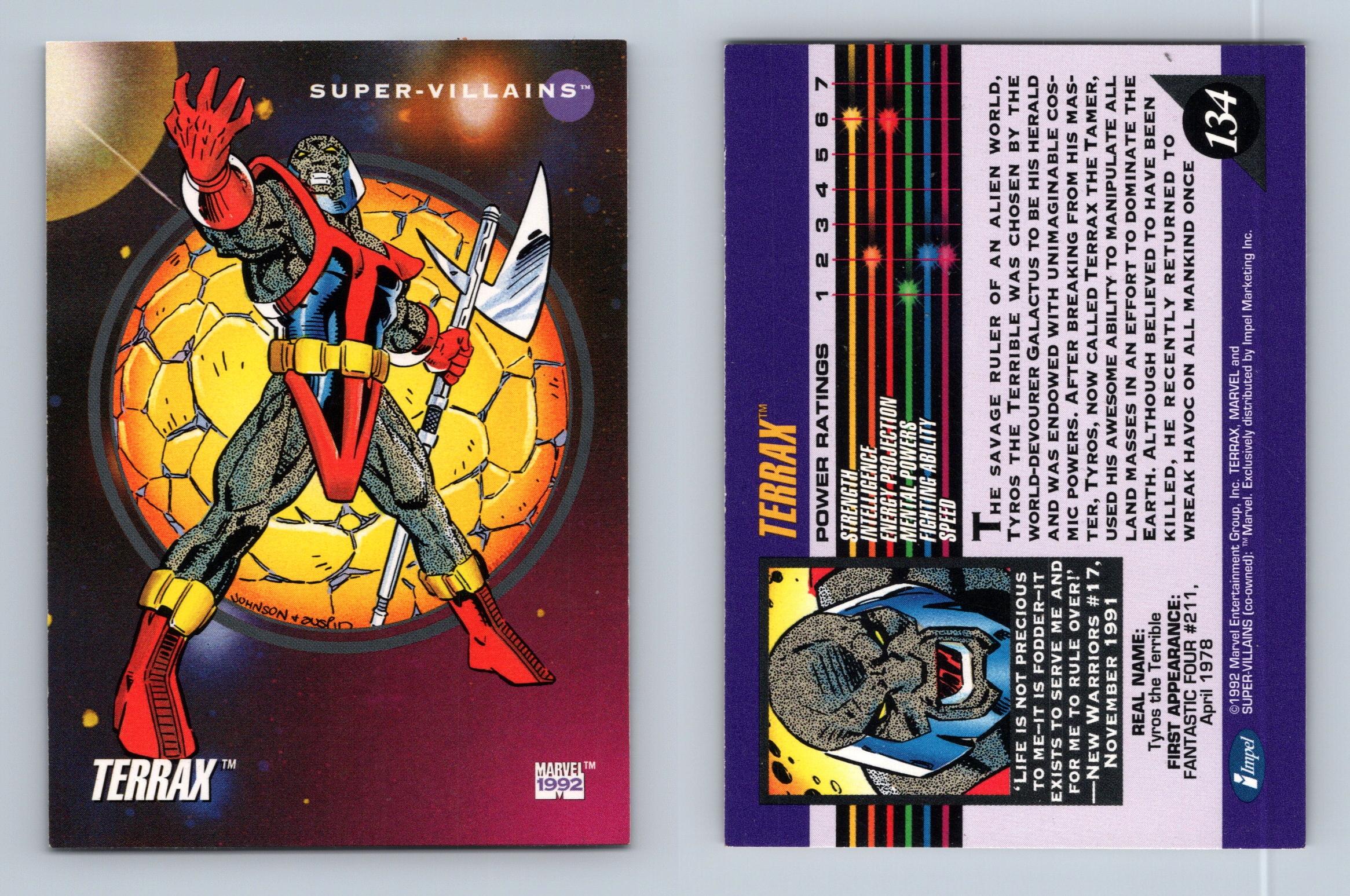 Terrax #134 Marvel Universe 1992 Impel Trading Card