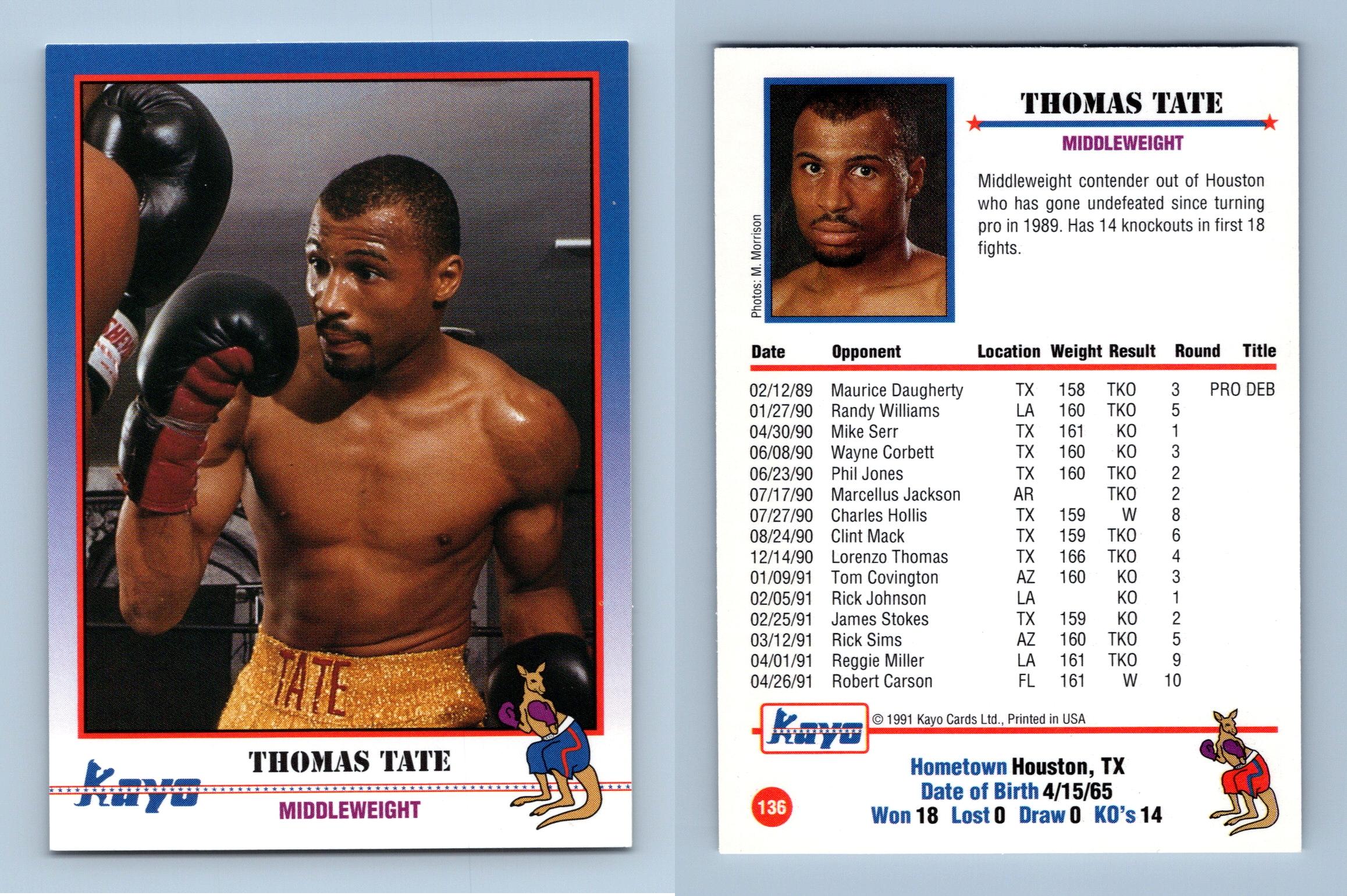 Thomas Tate #136 Kayo Boxing 1991 Trading Card