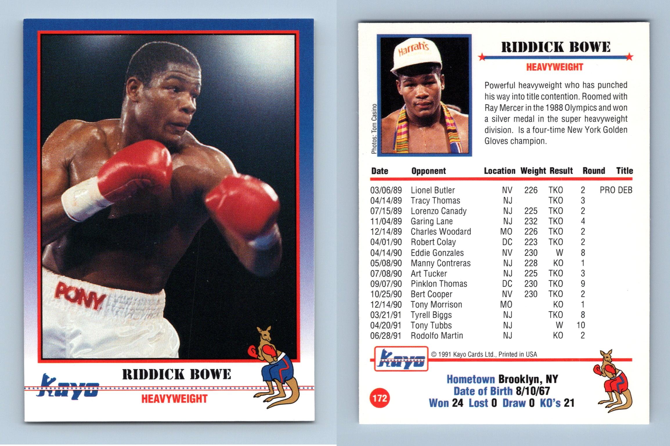 Riddick Bowe #172 Kayo Boxing 1991 Trading Card