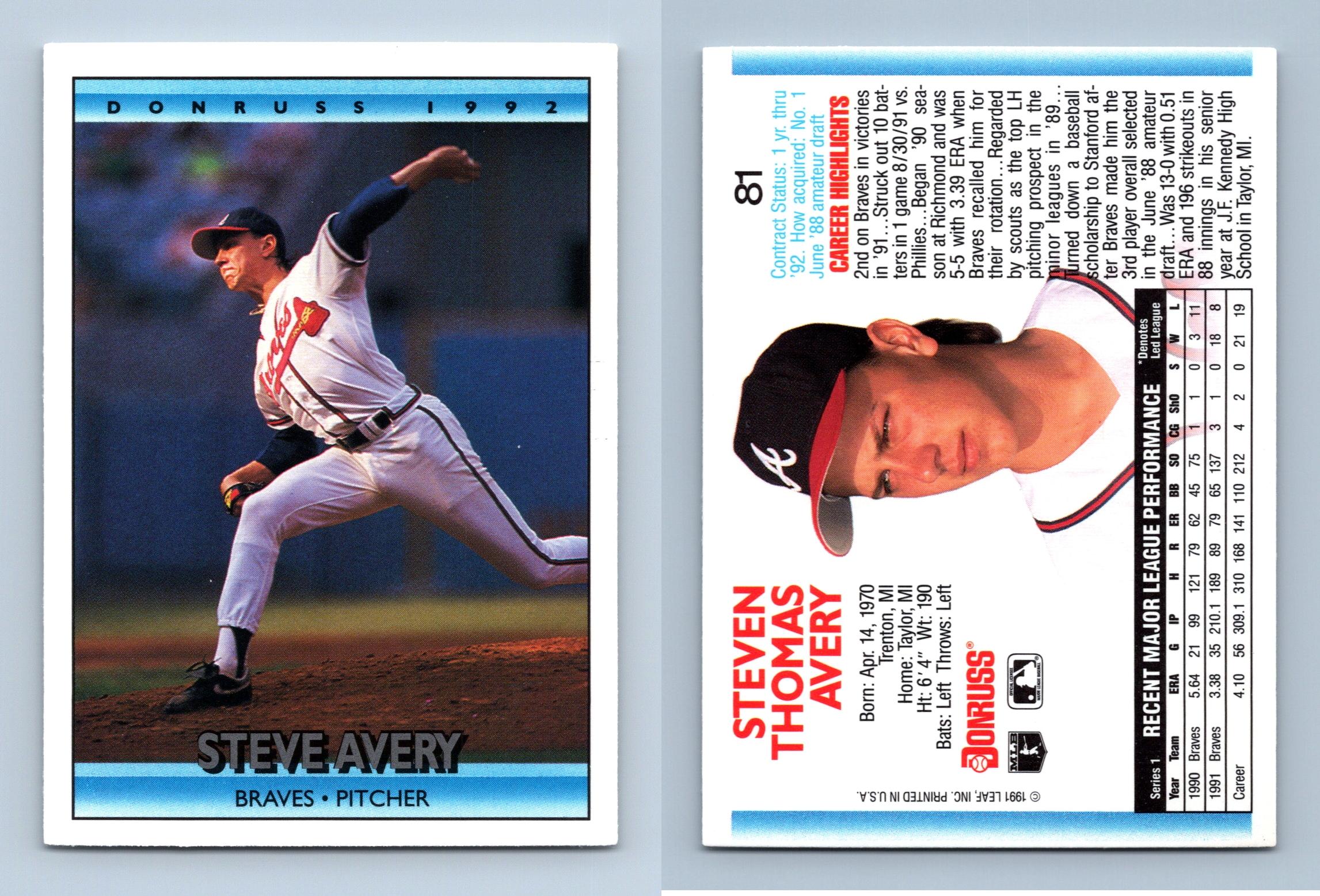 Steve Avery Baseball Trading Cards