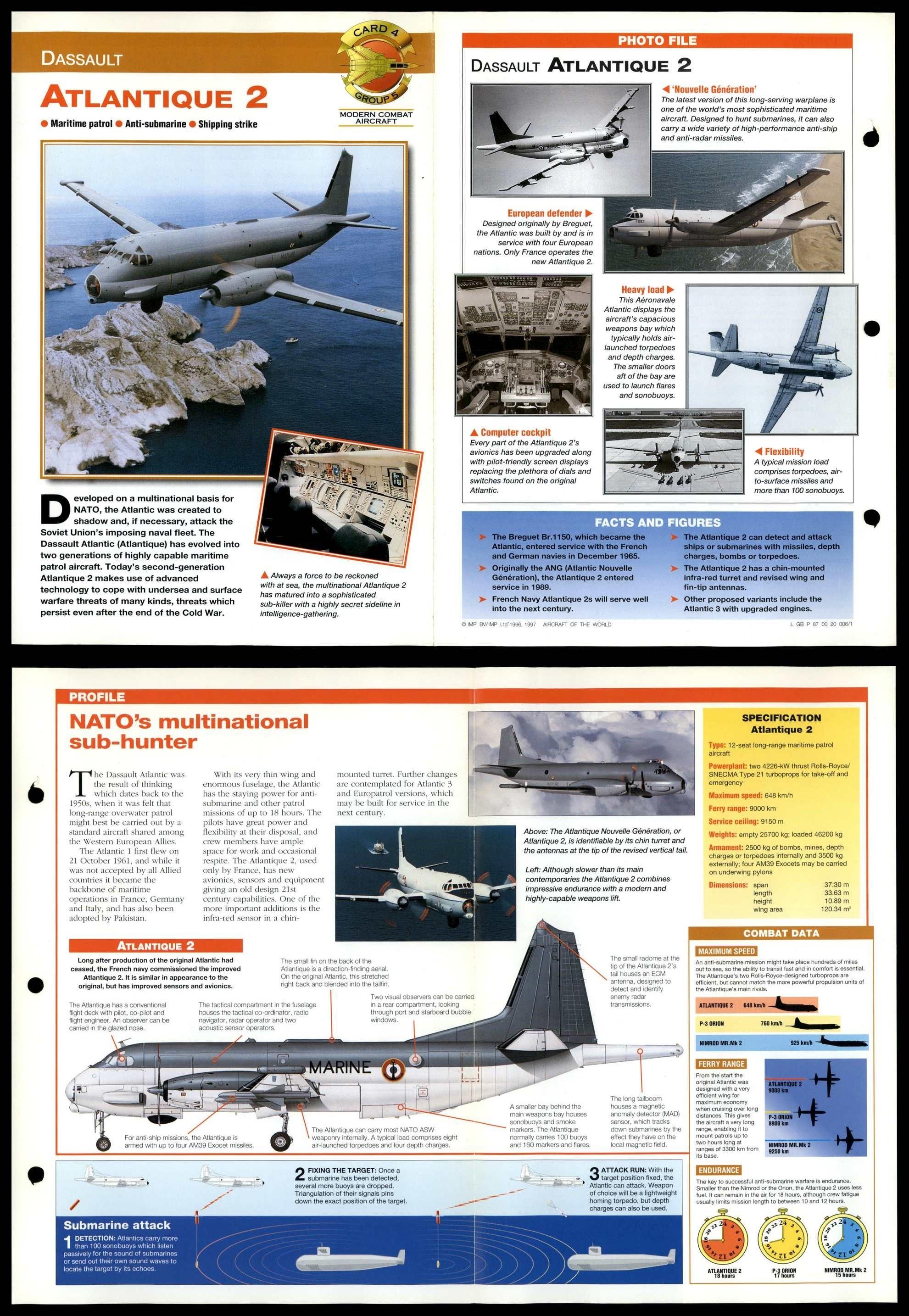 Atlantique 2 #4 Modern Combat Aircraft Of The World Fold-Out Card