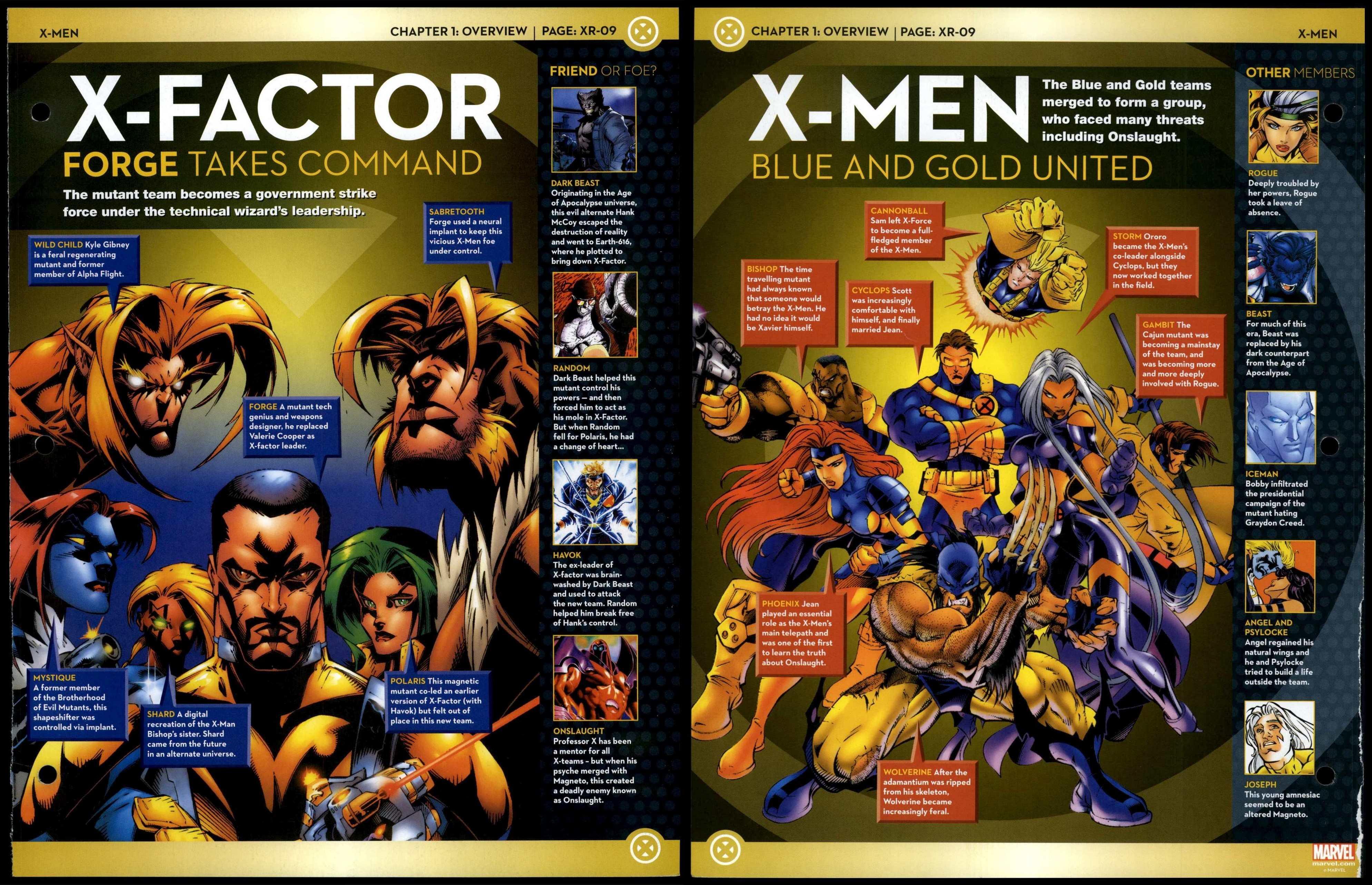 X-Factor / Blue & Gold United #XR-09 Overview - X-Men Marvel Fact File Page