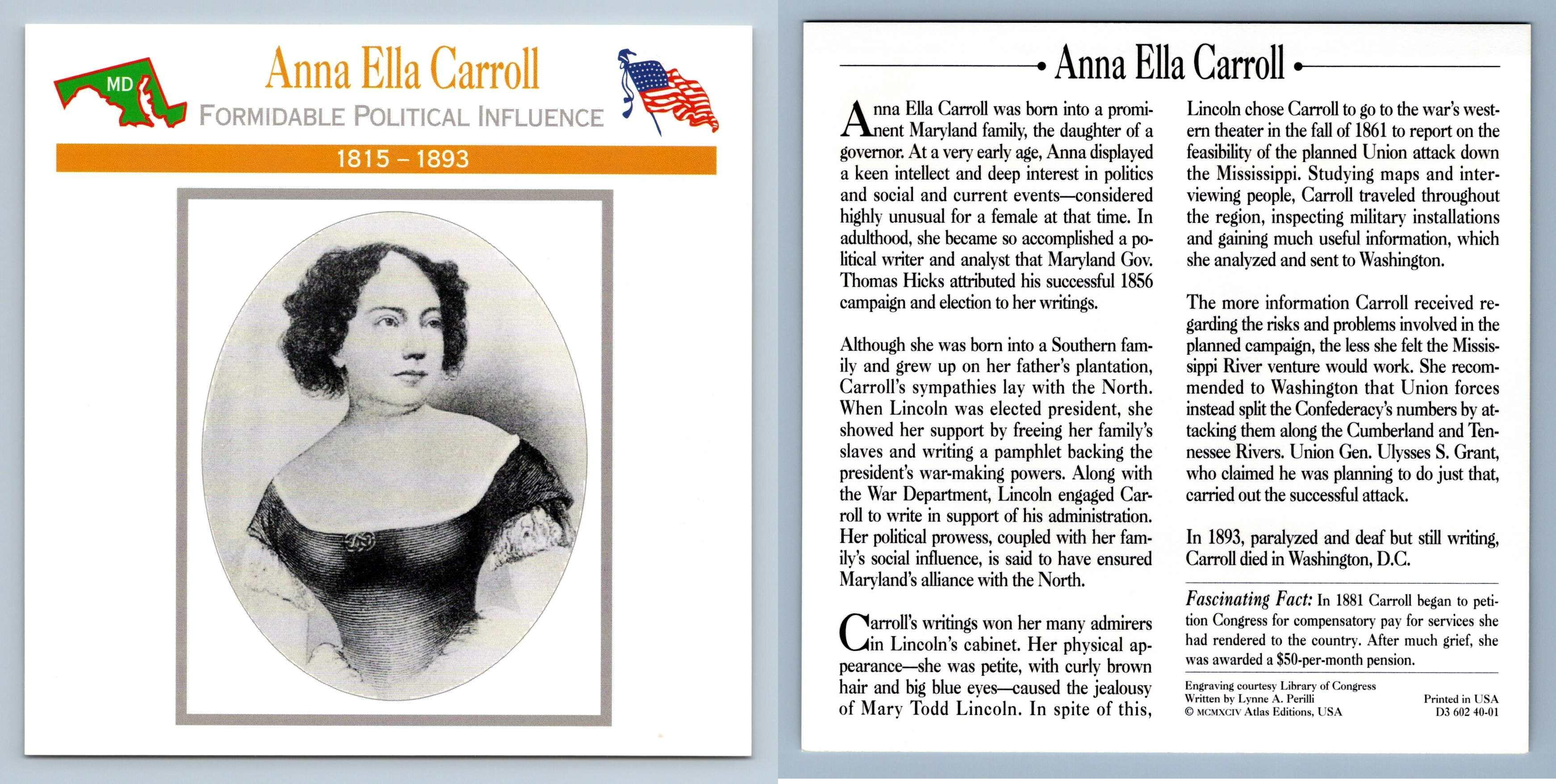 Formidable Political Influence - Anna Ella Carroll - Politics