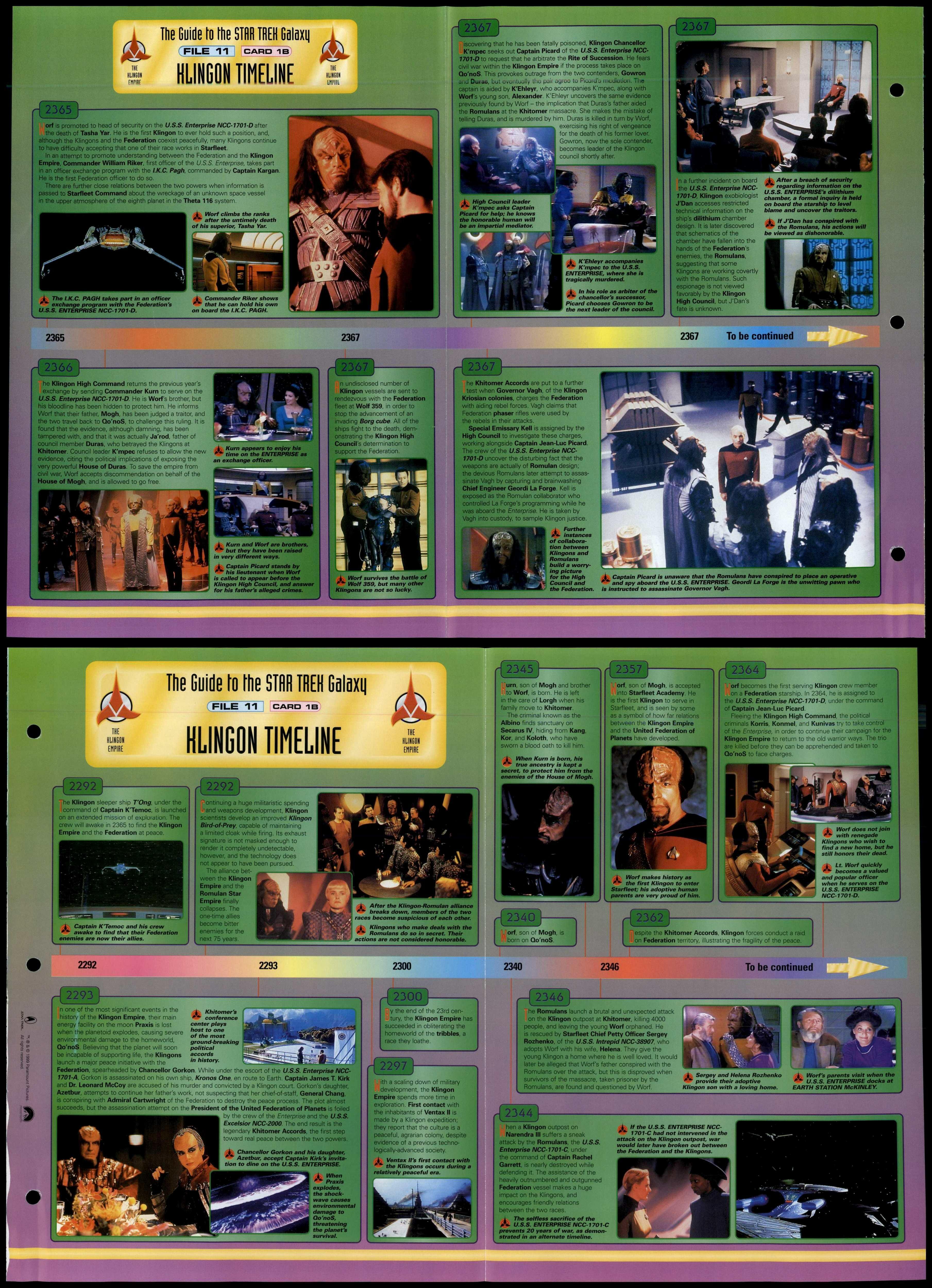 Klingon Timeline #1B The Klingons - Star Trek Fact File Fold-Out Page