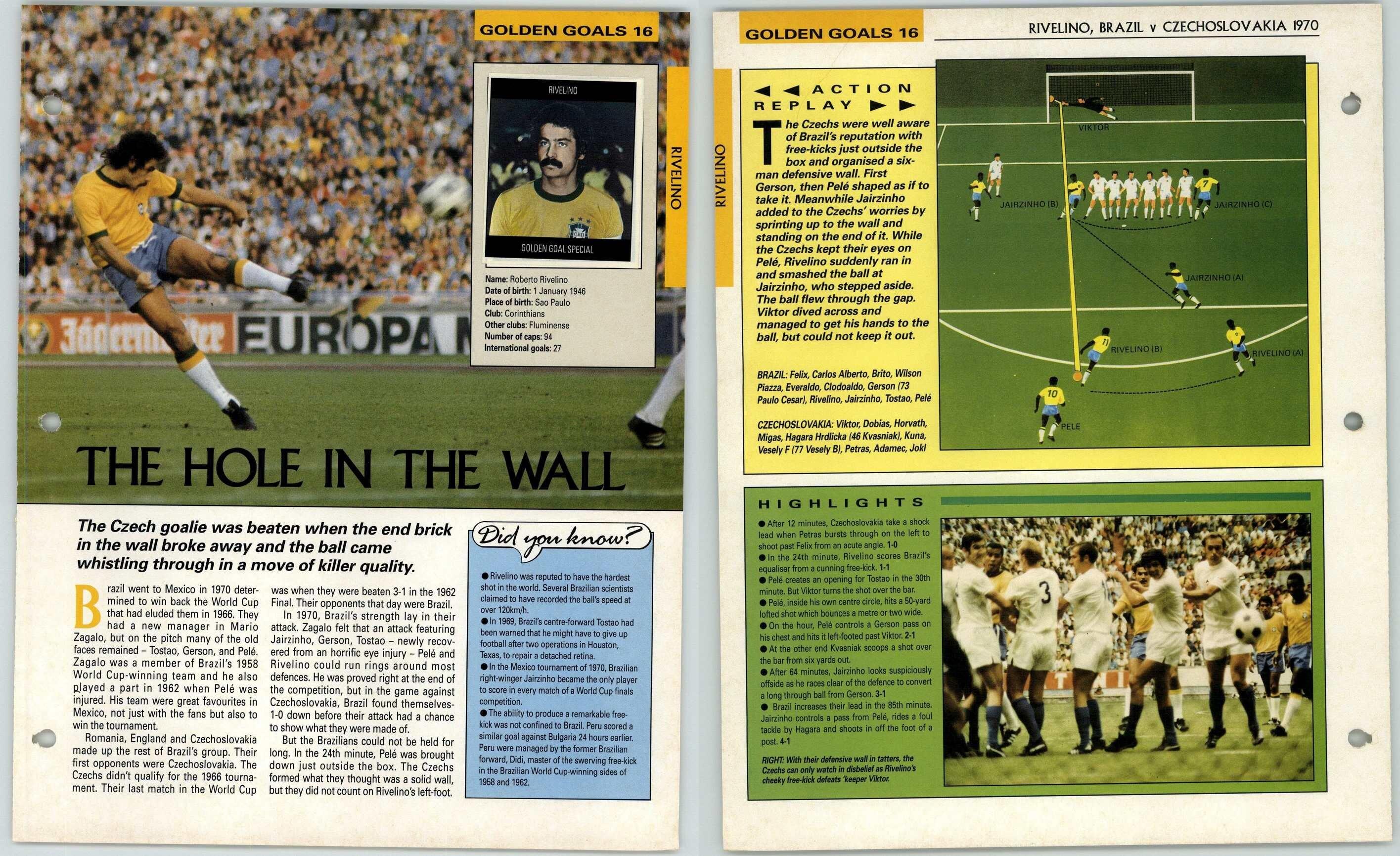 Rivelino - Golden Goals - Orbis Football Collection 1990-91 Page & Sticker