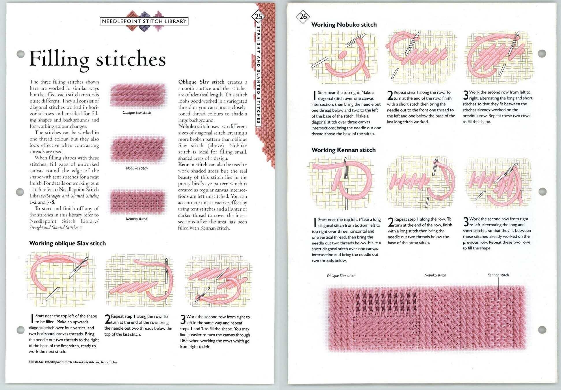 Filling Stitches #25-26 Straight & Slanted - Needlecraft Magic Pattern