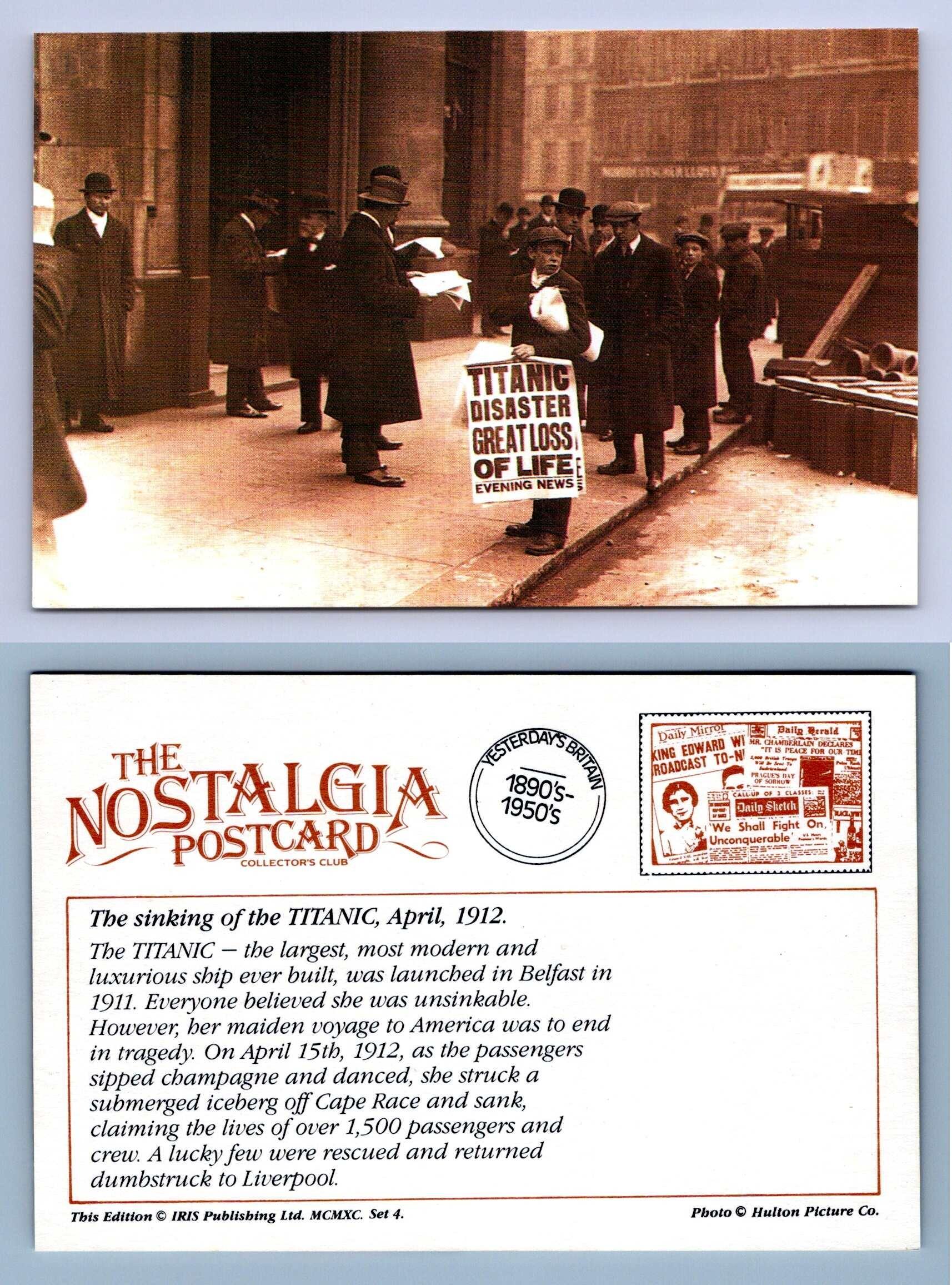 The Sinking Of The Titanic April 1912 News The Nostalgia Postcard