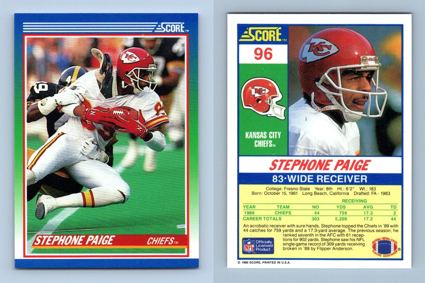 Stephone Paige - Chiefs #96 Score 1990 NFL Football Trading Card