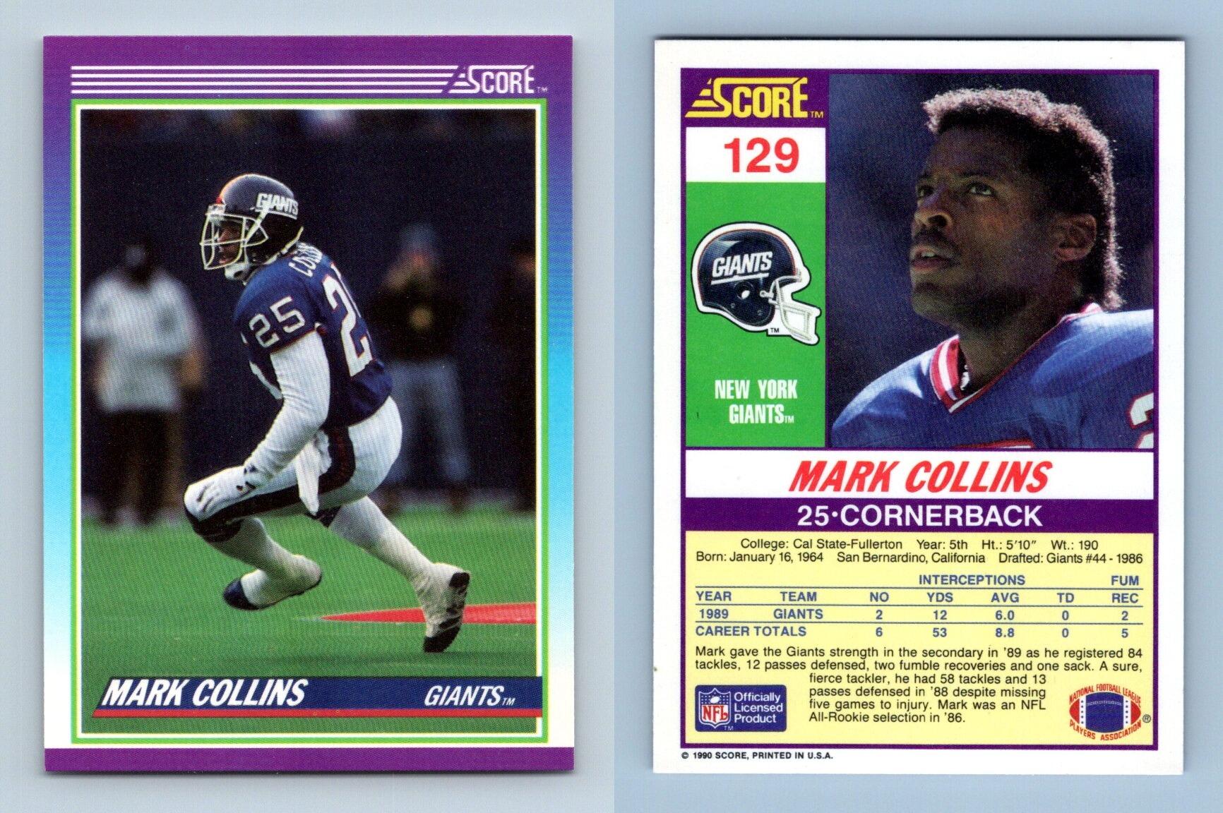 Mark Collins - Giants #129 Score 1990 NFL Football Trading Card