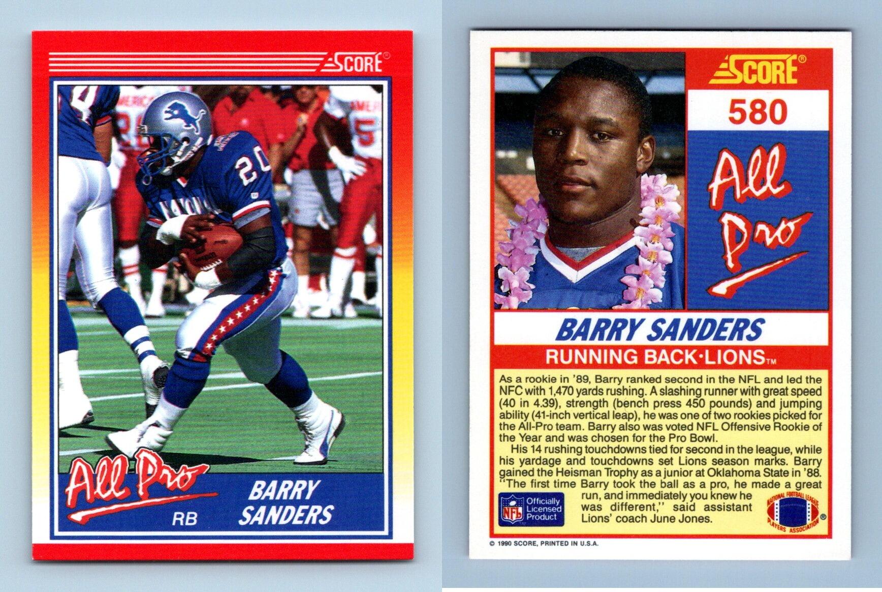 BARRY SANDERS Trading Card 1990 Fleer All Pro No 4 NFL 