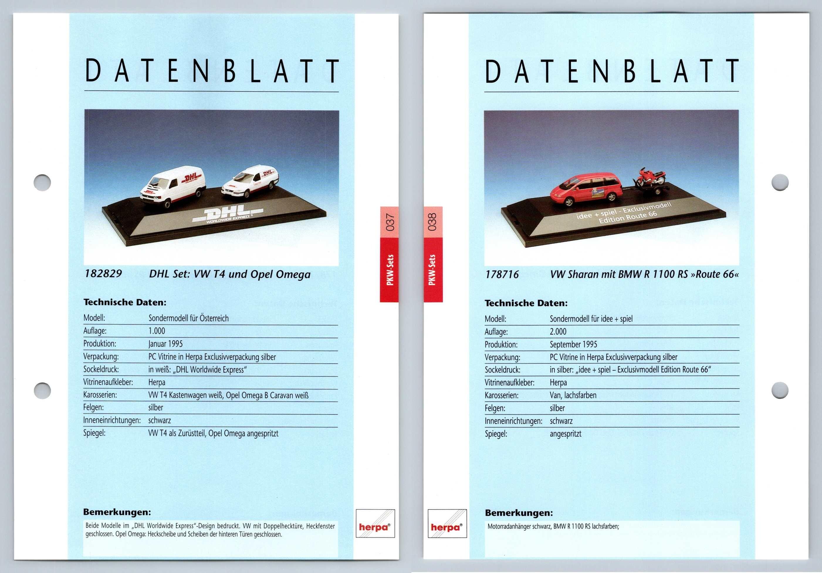 Dhl Vw T4 Opel Omega Vw Sharan Bmw R 1199rs 37 38 Pkw Datenblatt