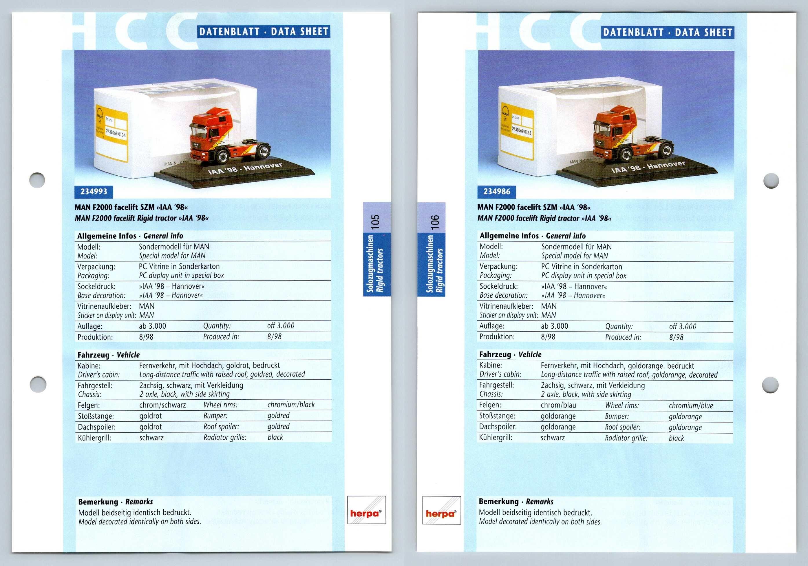 Man F2000 Facelift Szm 104 5 Solozugmaschinen Datenblatt Herpa Data