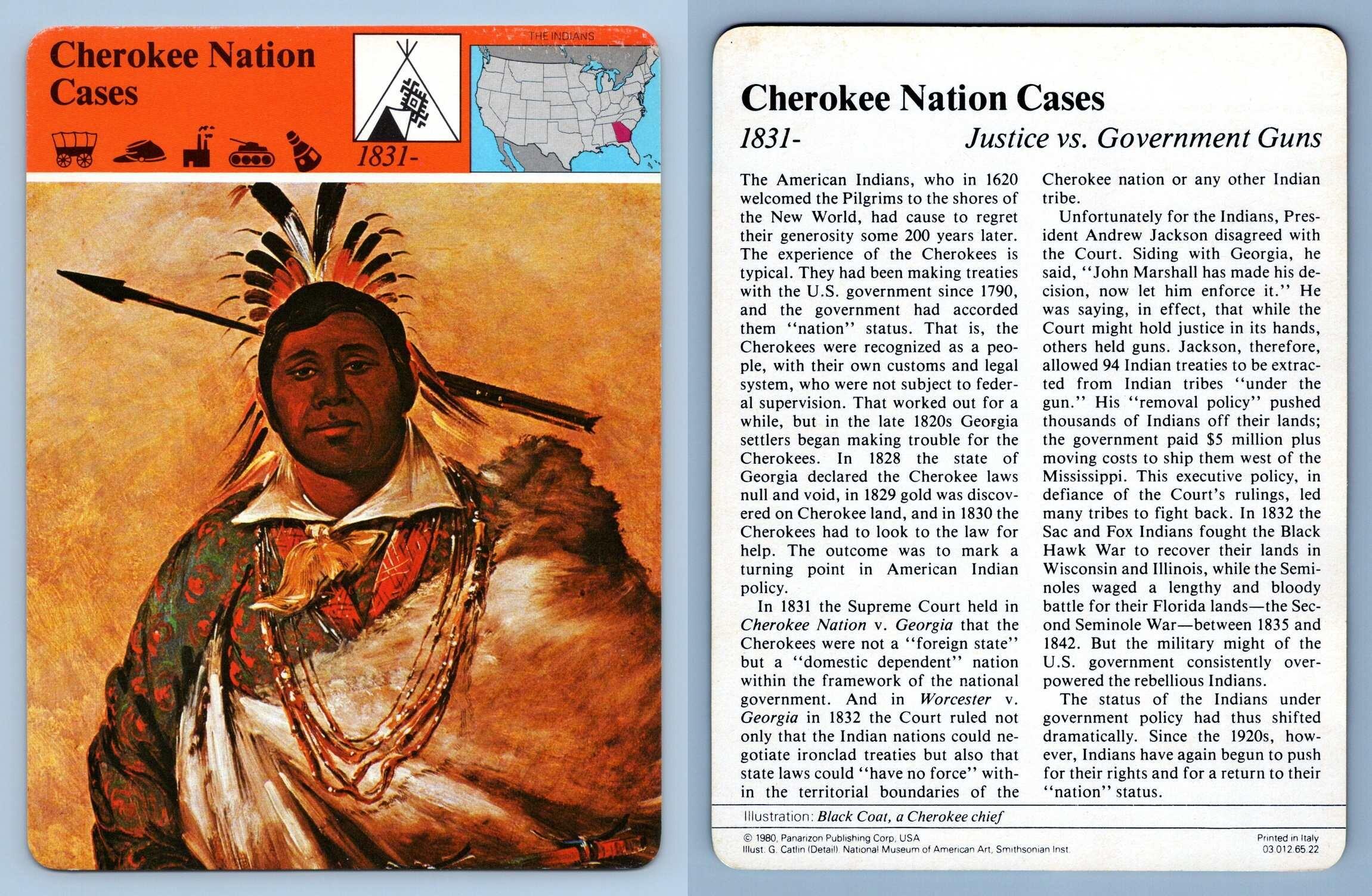 Cherokee Nation Cases - Indians - Story Of America - Panarizon Card