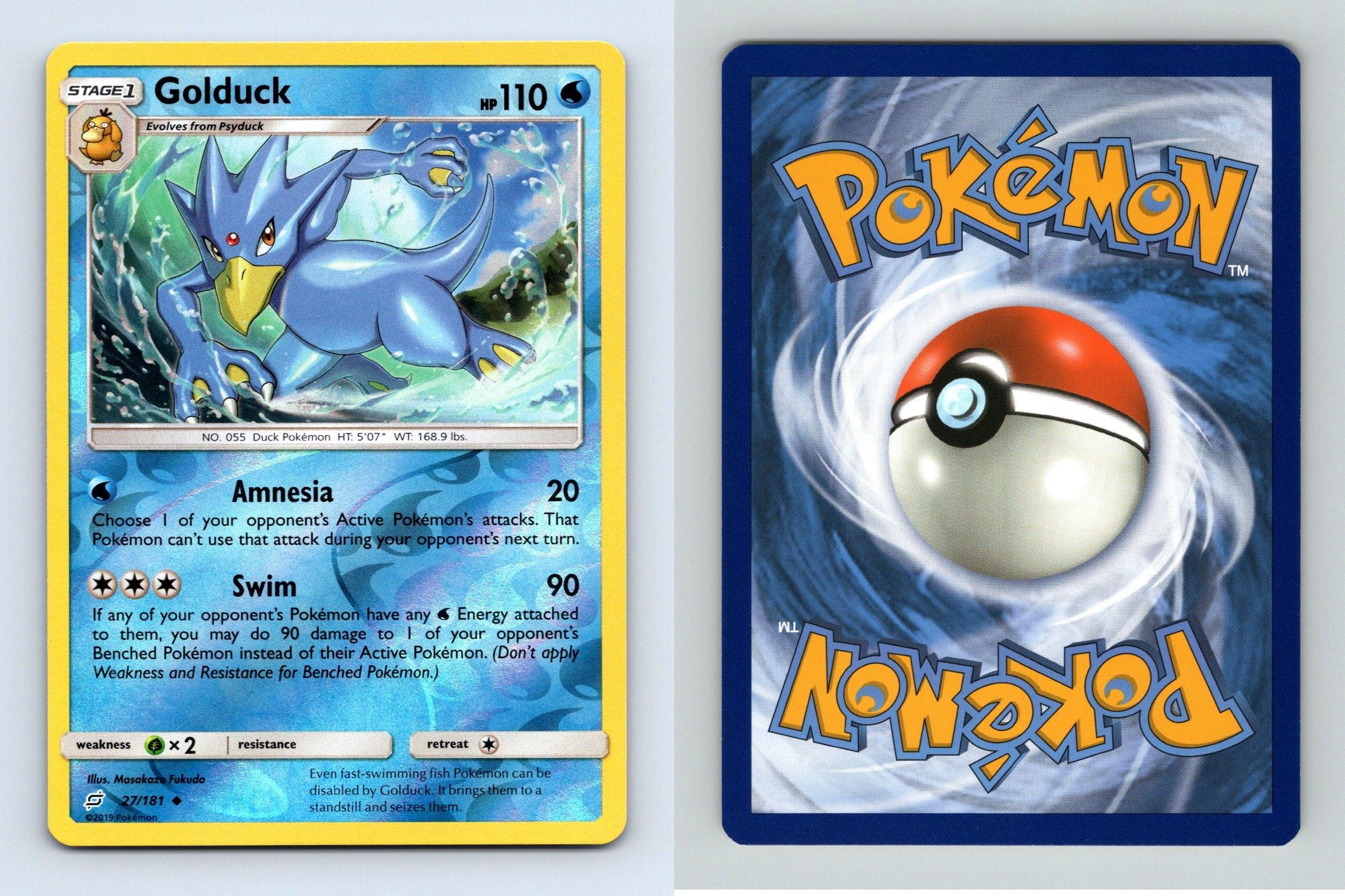 Golduck #27/181 Sun & Moon Team Up Uncommon Reverse Holo Pokemon 2019 ...