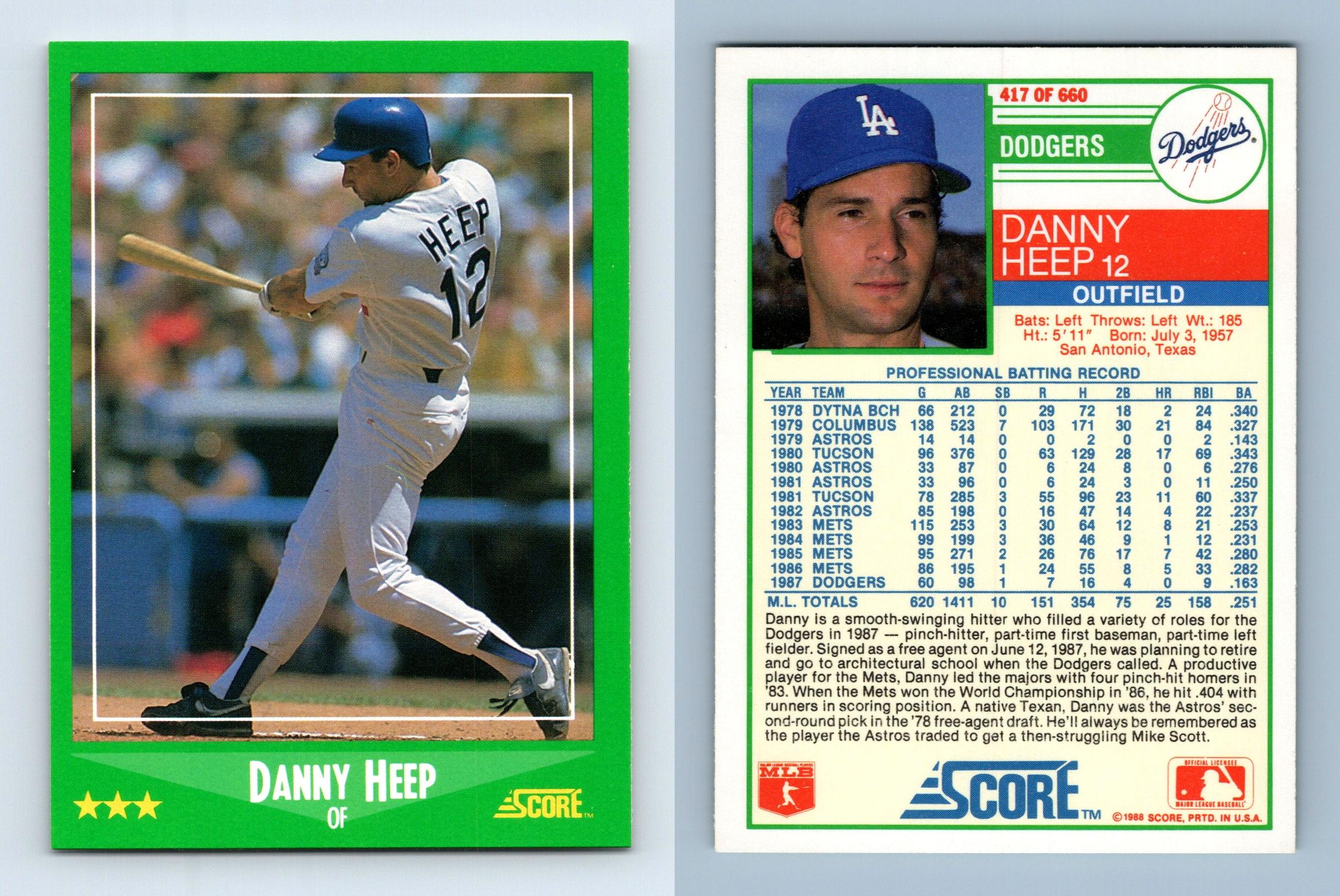 Danny Heep - Dodgers #417 Score 1988 Baseball Trading Card