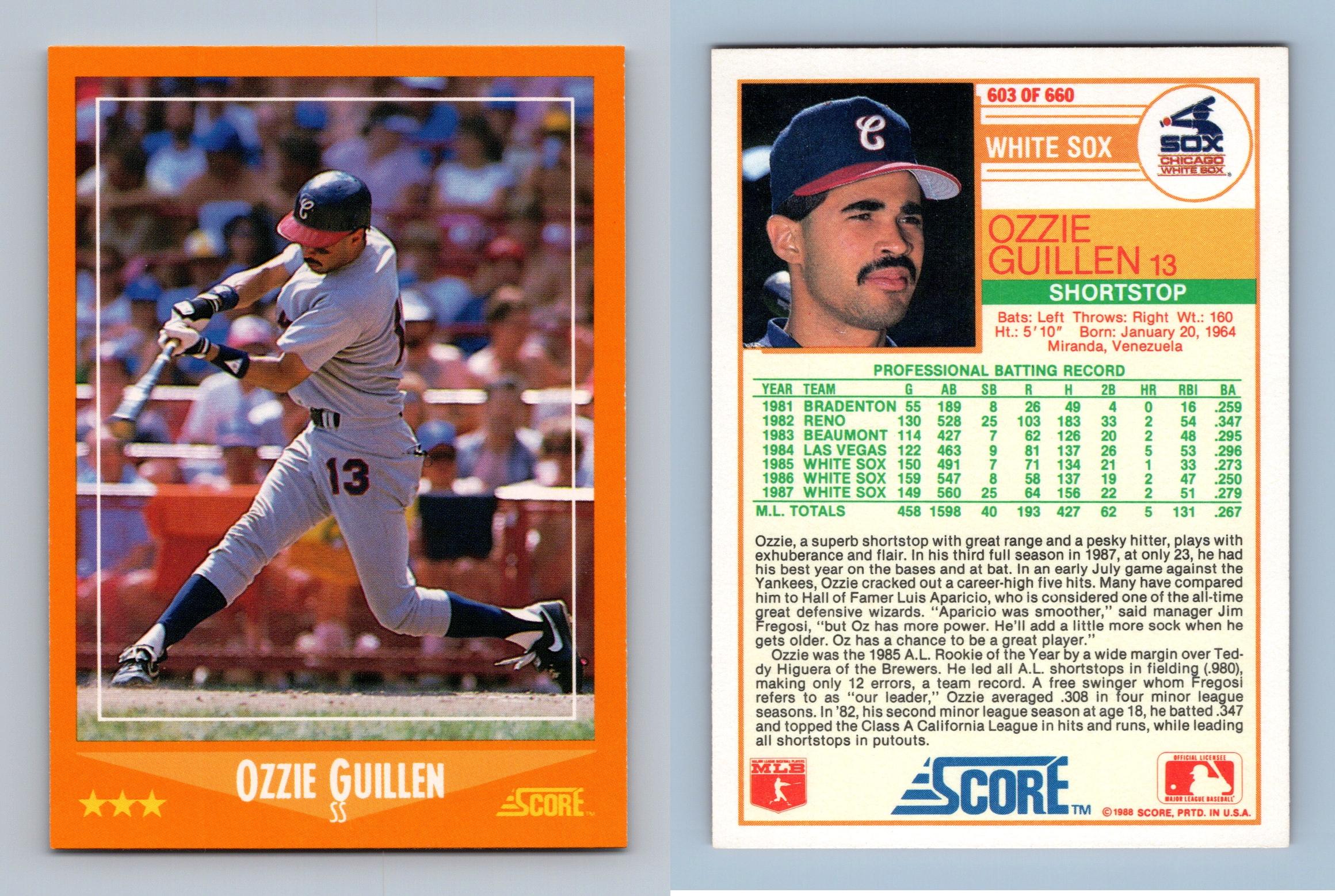 Ozzie Guillen - White Sox #602 Score 1988 Baseball Trading Card