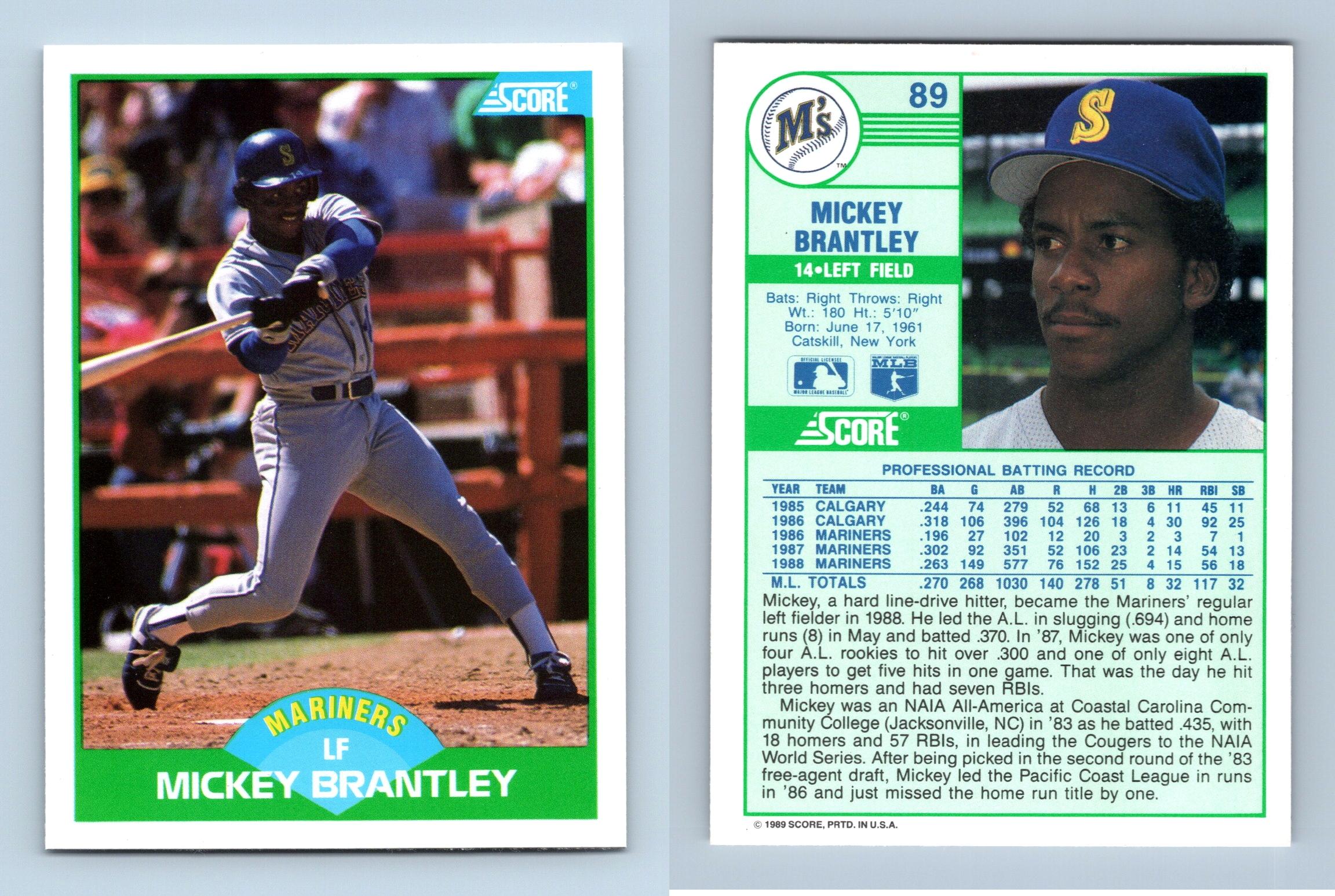 Mickey Brantley - Mariners #89 Score 1989 Baseball Trading Card