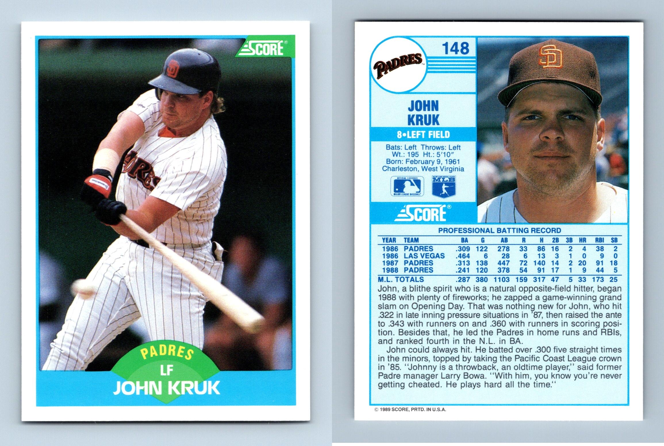 John Kruk - Padres #148 Score 1989 Baseball Trading Card