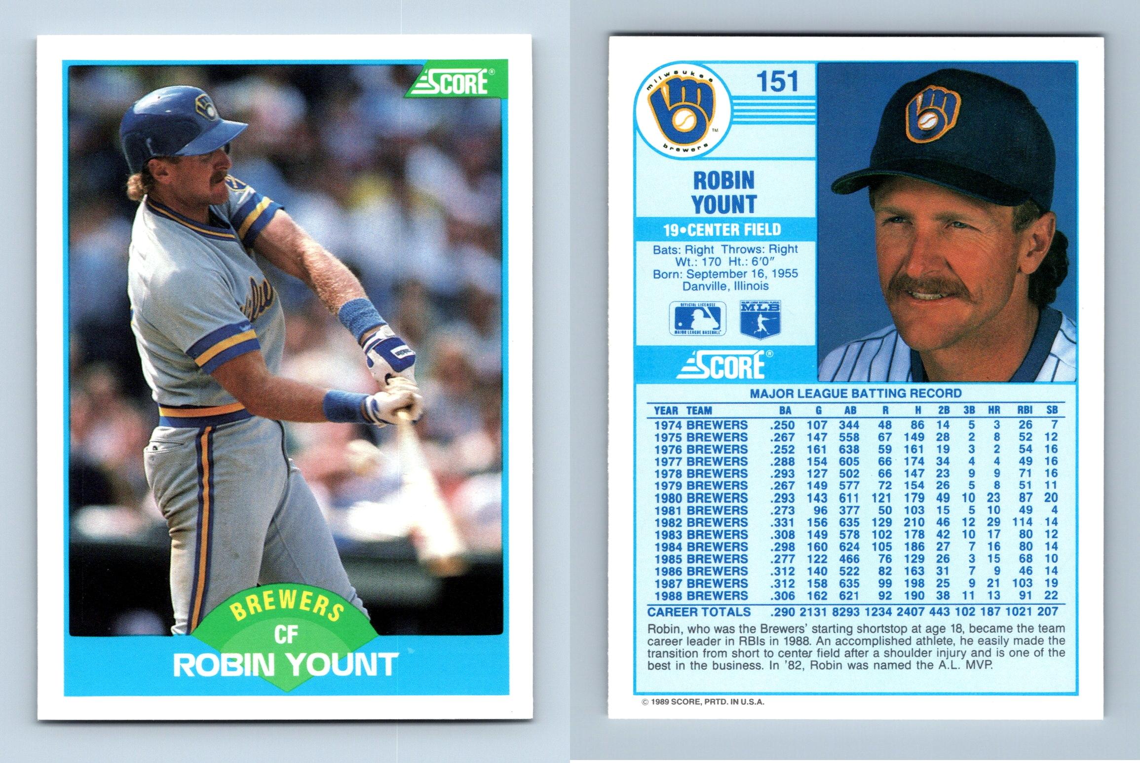 Robin Yount - Brewers #151 Score 1989 Baseball Trading Card