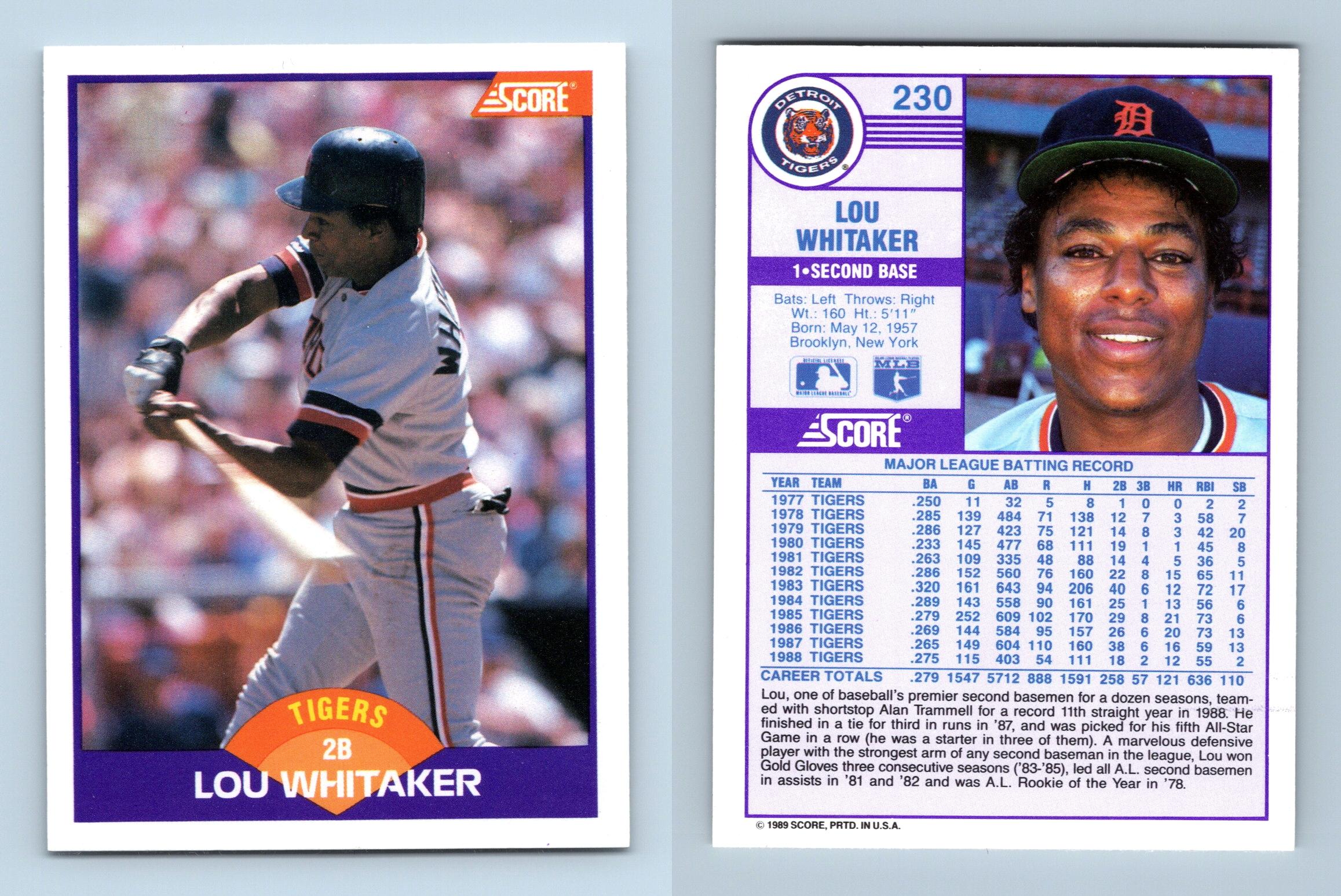 Lou Whitaker - Tigers #230 Score 1989 Baseball Trading Card