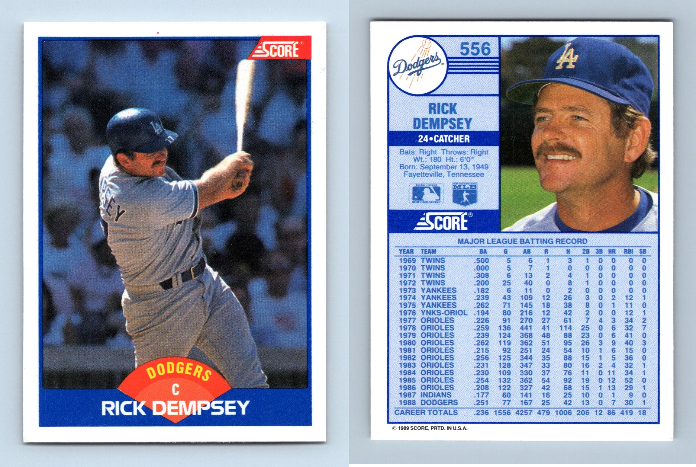 Rick Dempsey - Dodgers #556 Score 1989 Baseball Trading Card