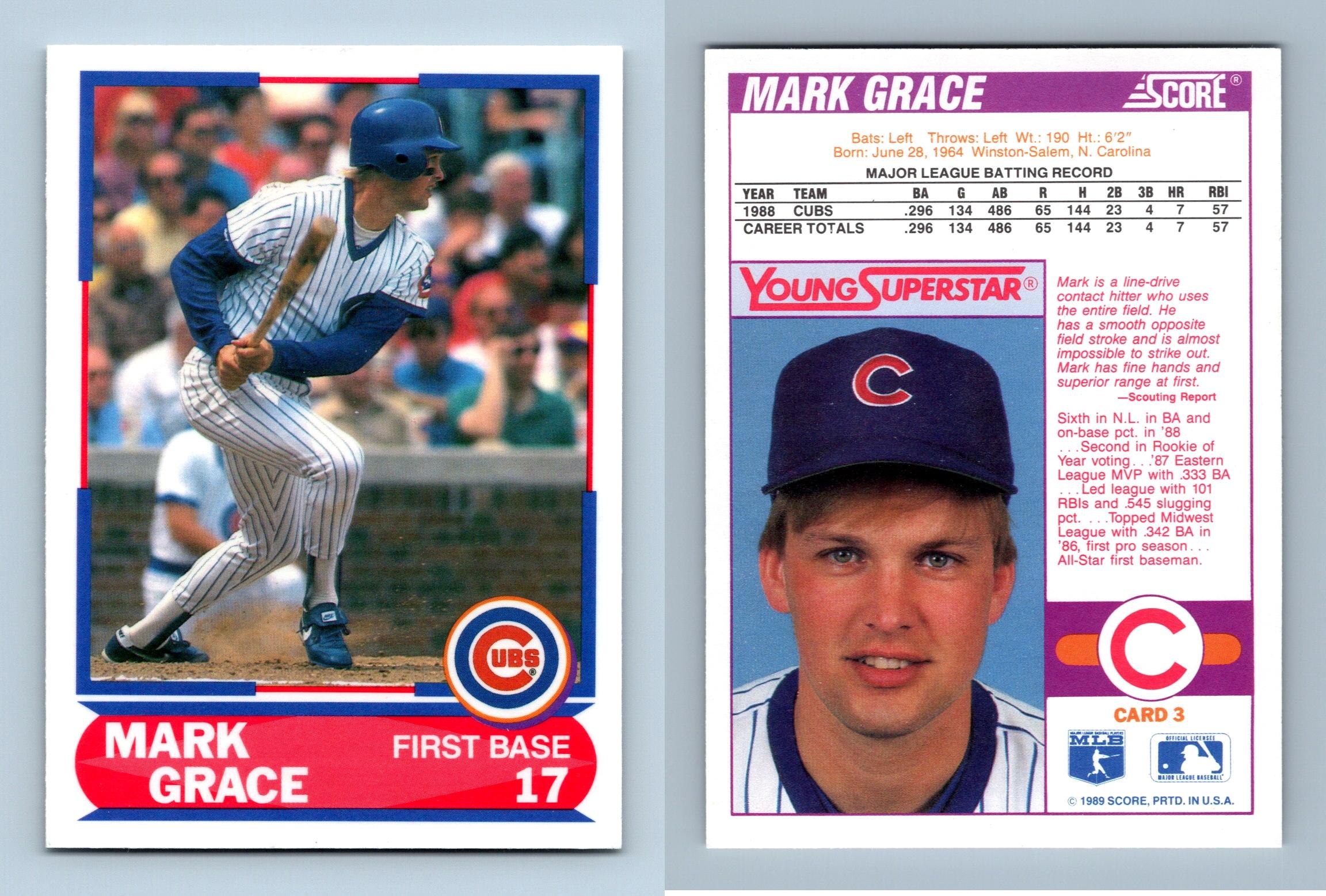 Mark Grace - Cubs #3 Score 1989 Young Superstars I Baseball Card
